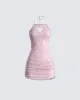 Micaela Pink Lace Heart Mini Dress sold by Finesse