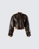 Leigh Brown Washed Leather Jacket sold by Finesse