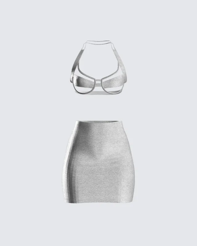 Elena Shimmer Bra & Skirt Set sold by Finesse