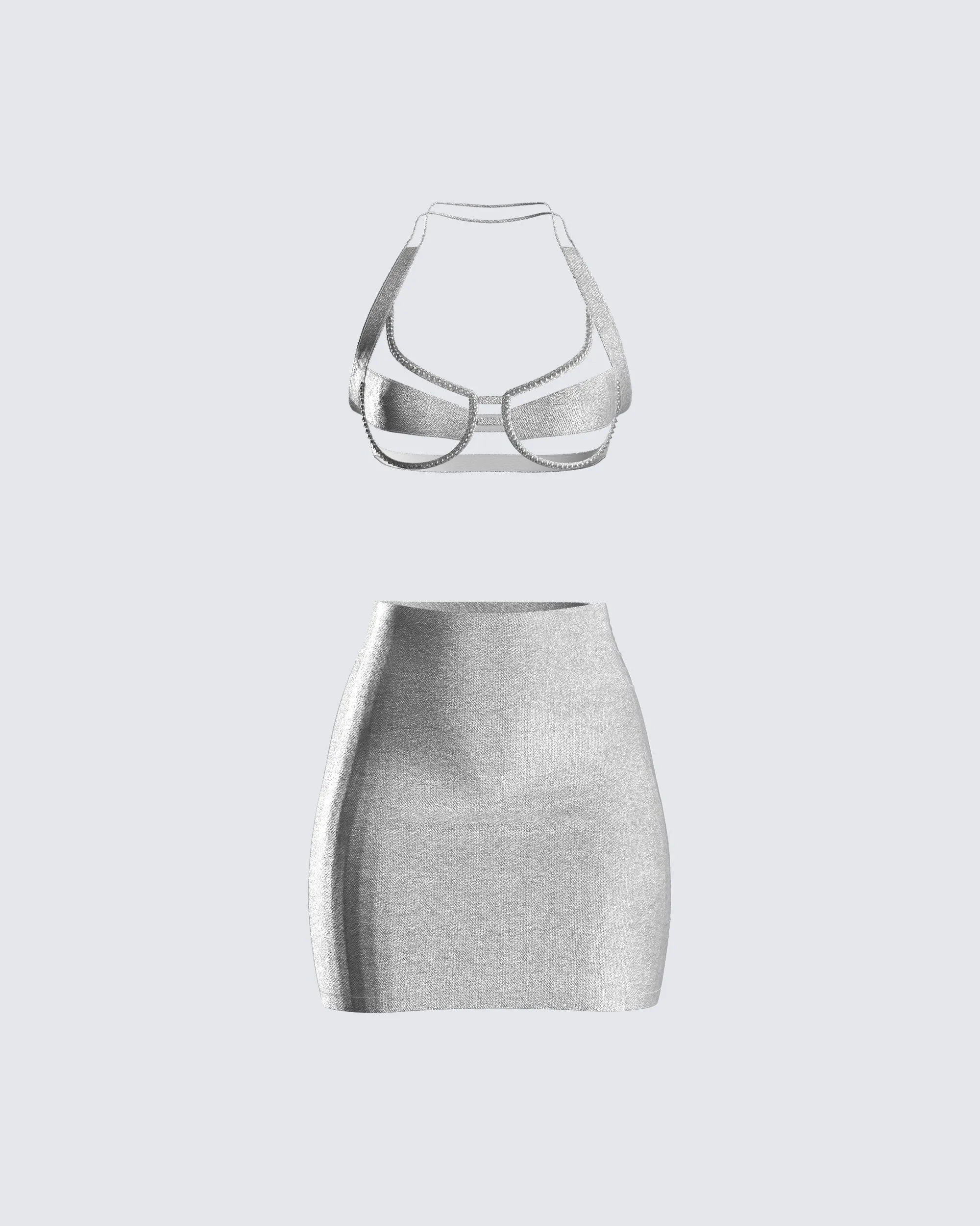 Elena Shimmer Bra & Skirt Set sold by Finesse