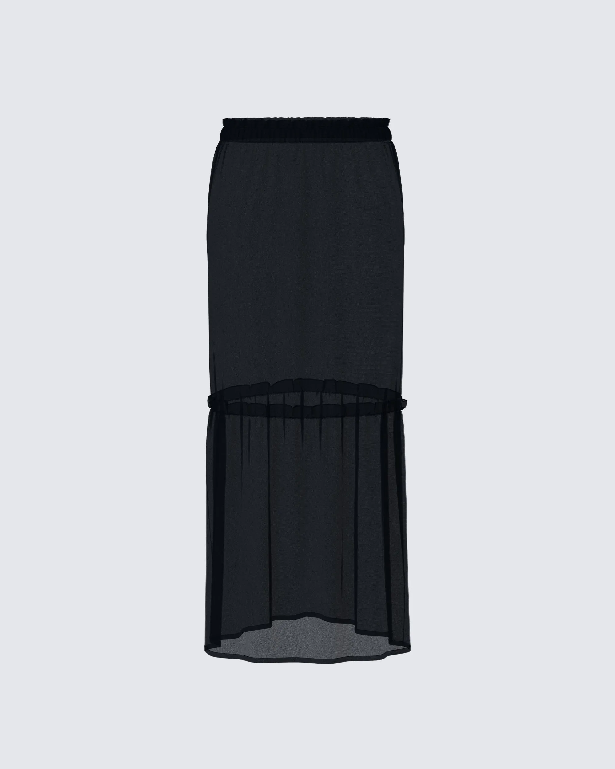 Neve Black Georgette Tiered Skirt sold by Finesse
