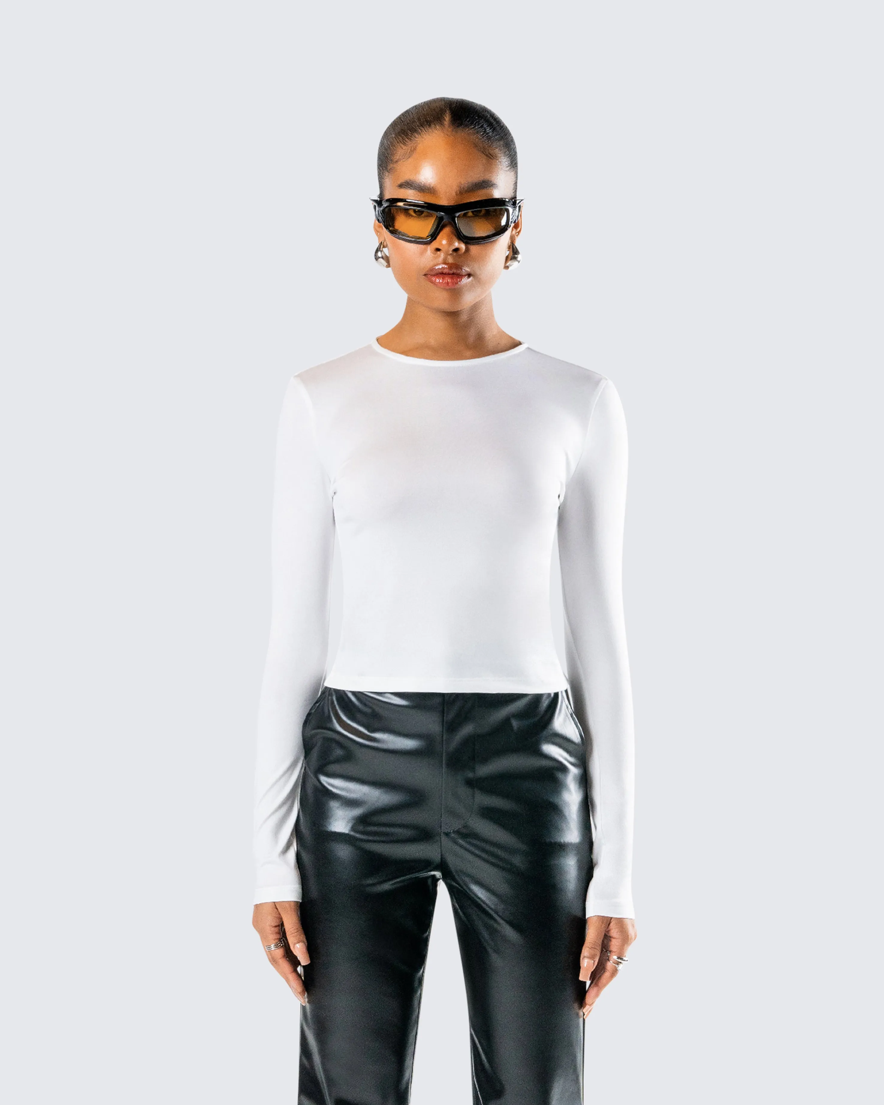 Vivi White Jersey Long Sleeve Top sold by Finesse product image thumbnail 4