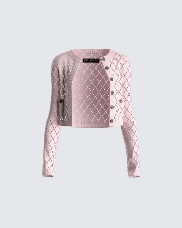 Celine Pink Pattern Knit Cardigan sold by Finesse
