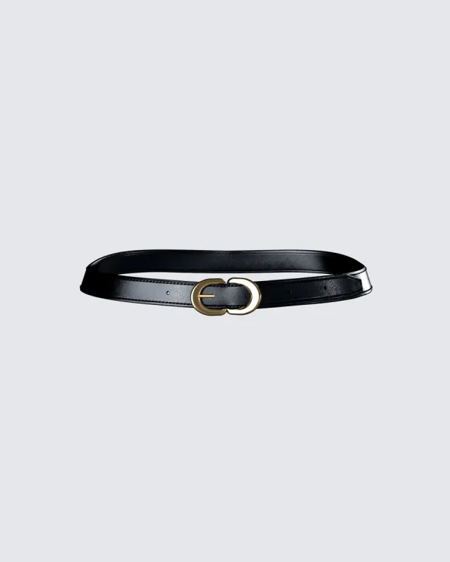 Perla Black Faux Leather Belt sold by Finesse