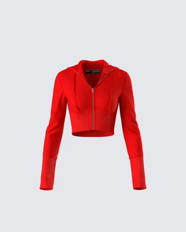 Alyssa Red Knit Cropped Jacket sold by Finesse
