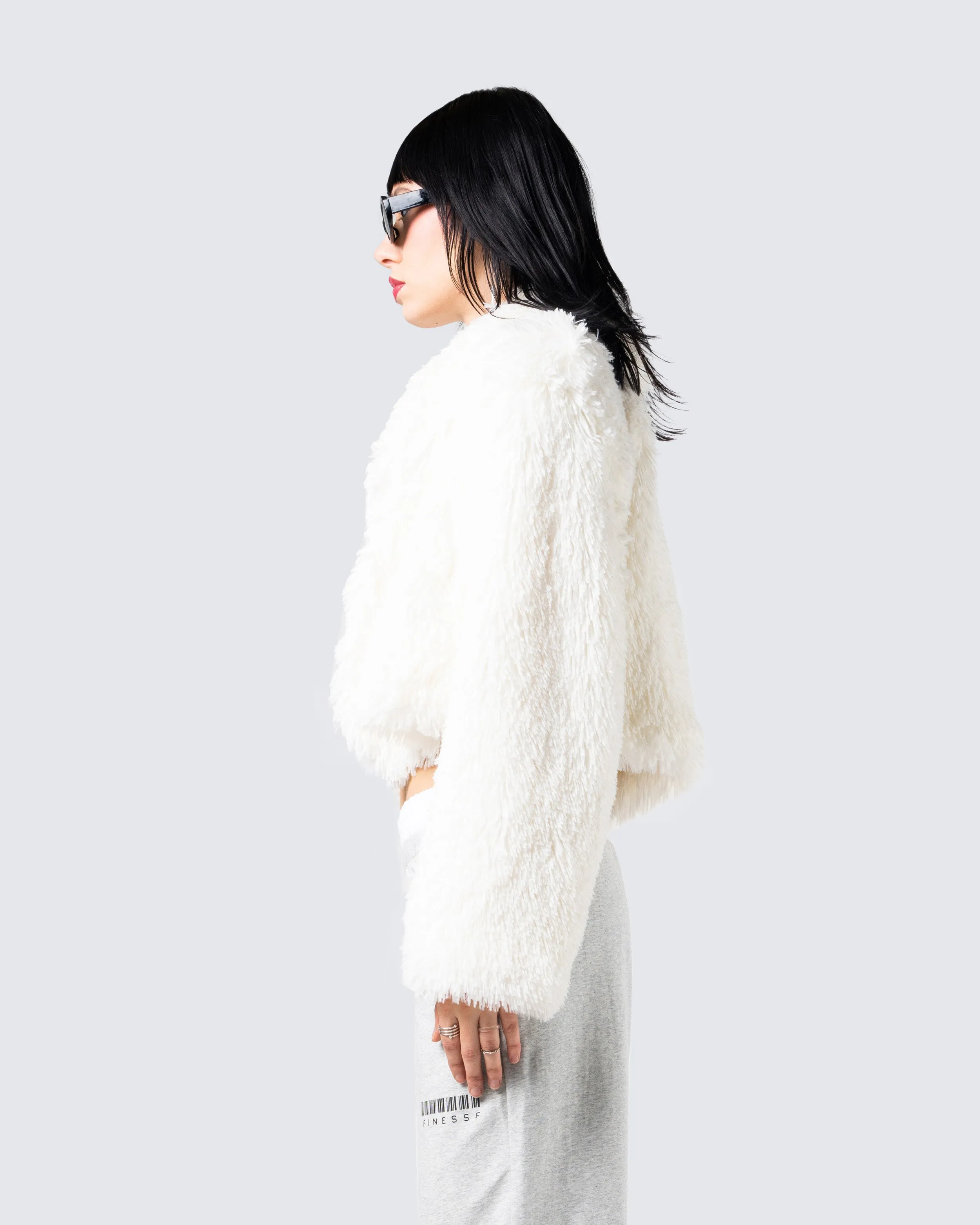 Estella Ivory Vegan Fur Coat sold by Finesse product image thumbnail 5