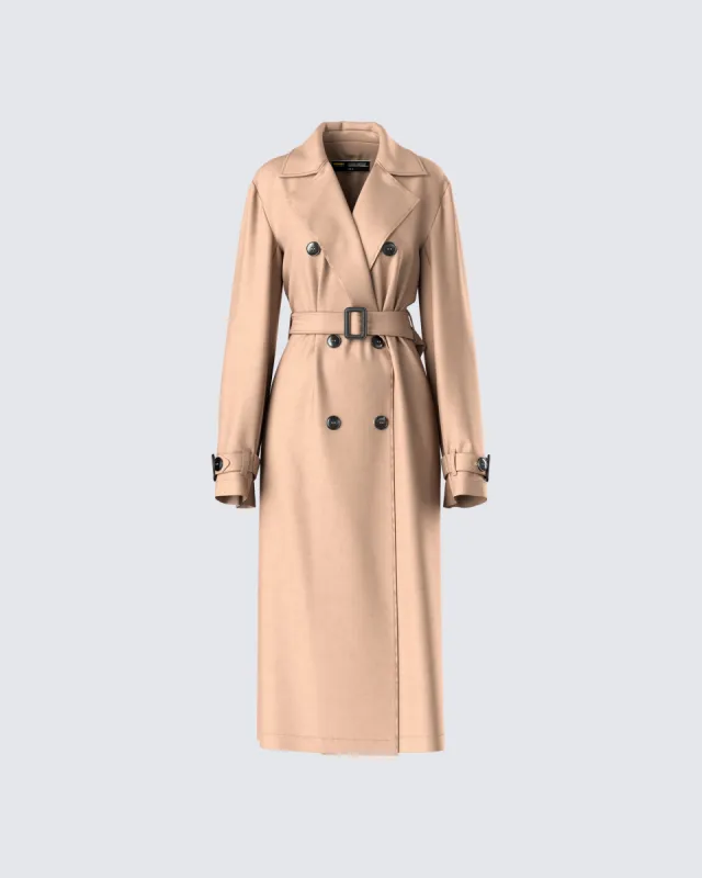 Doutzen Tan Twill Trench Coat sold by Finesse
