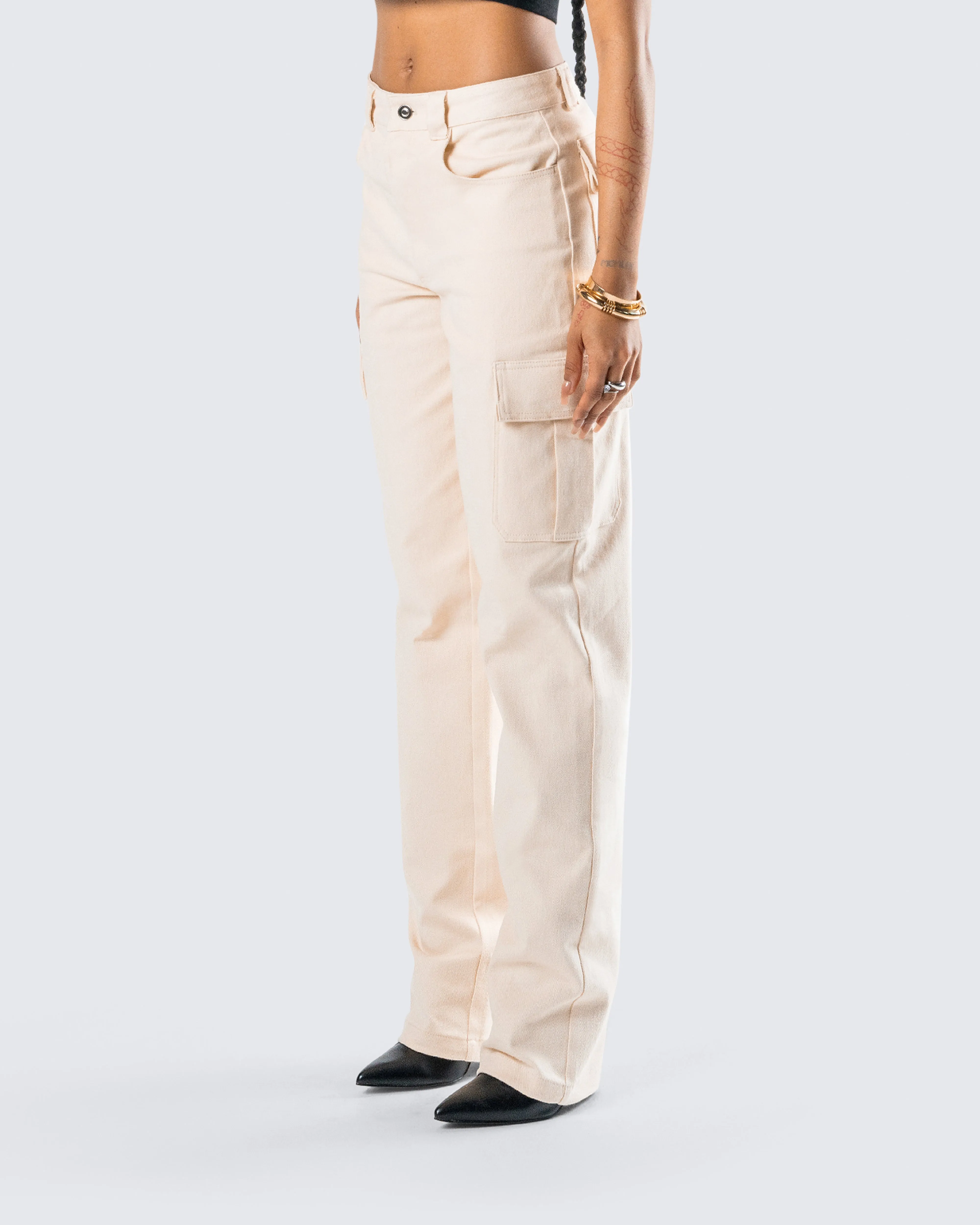 Liliana Beige Twill Cargo Pant sold by Finesse product image thumbnail 5