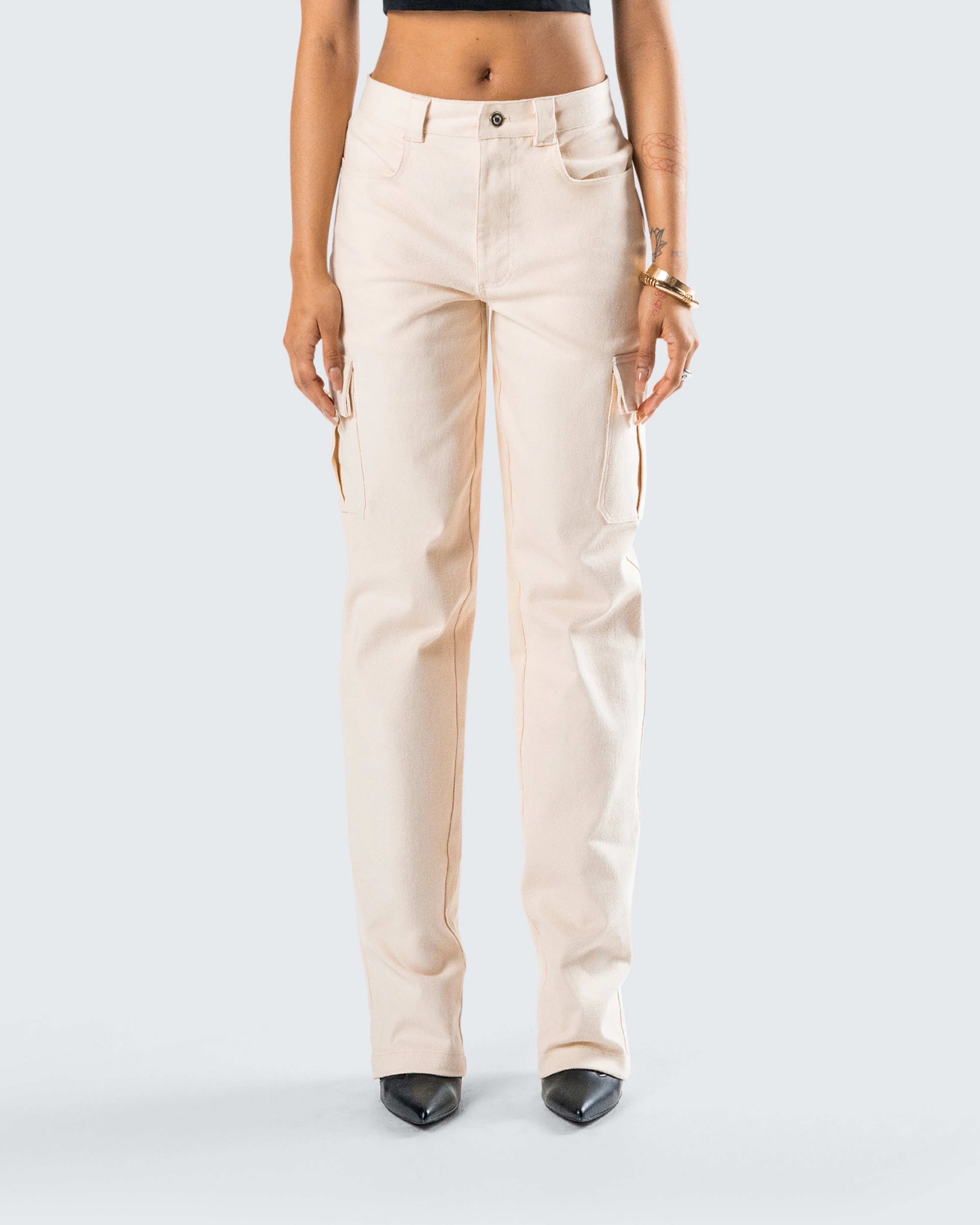 Liliana Beige Twill Cargo Pant sold by Finesse product image thumbnail 4