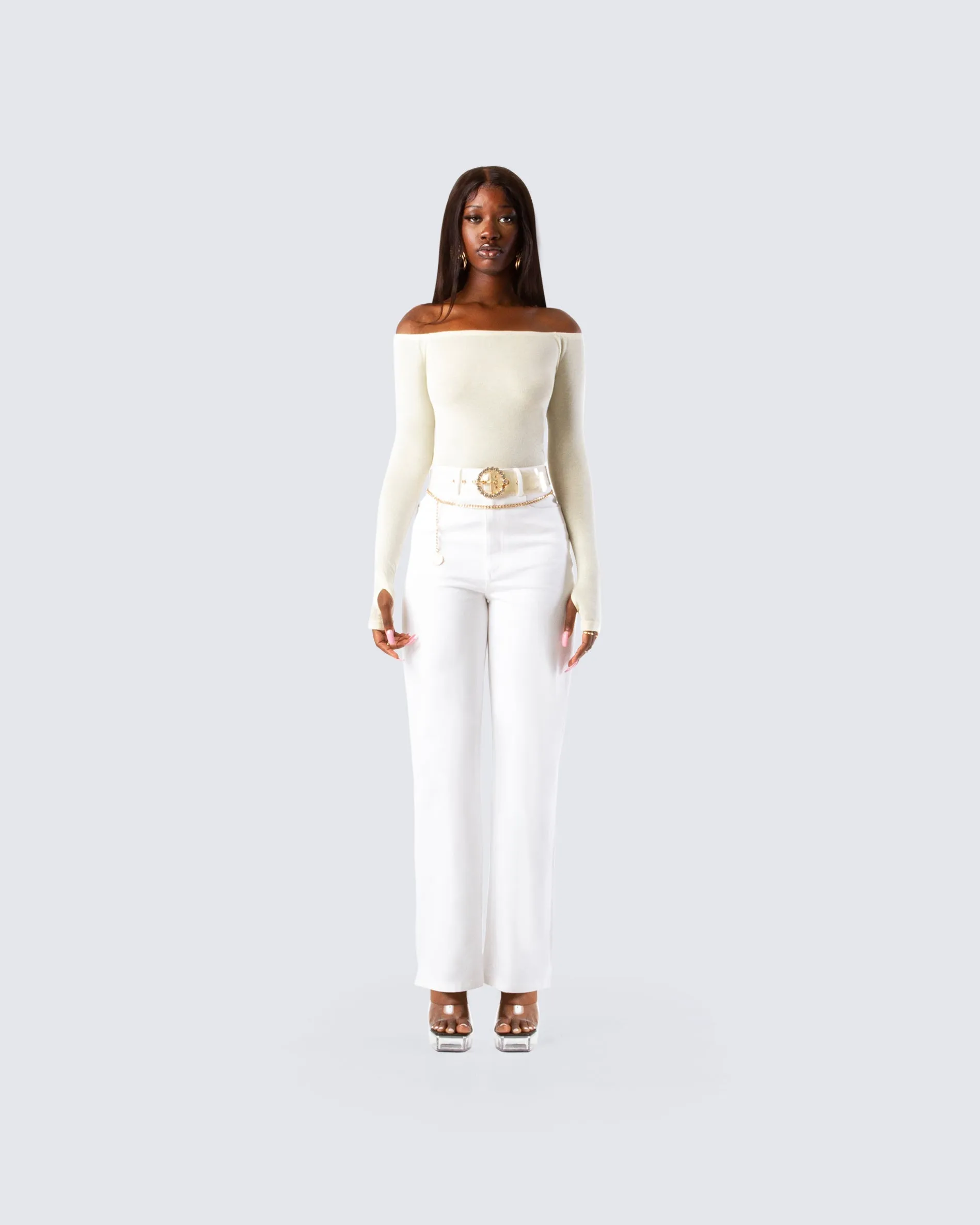 Lucy Cream Off Shoulder Top sold by Finesse product image thumbnail 4