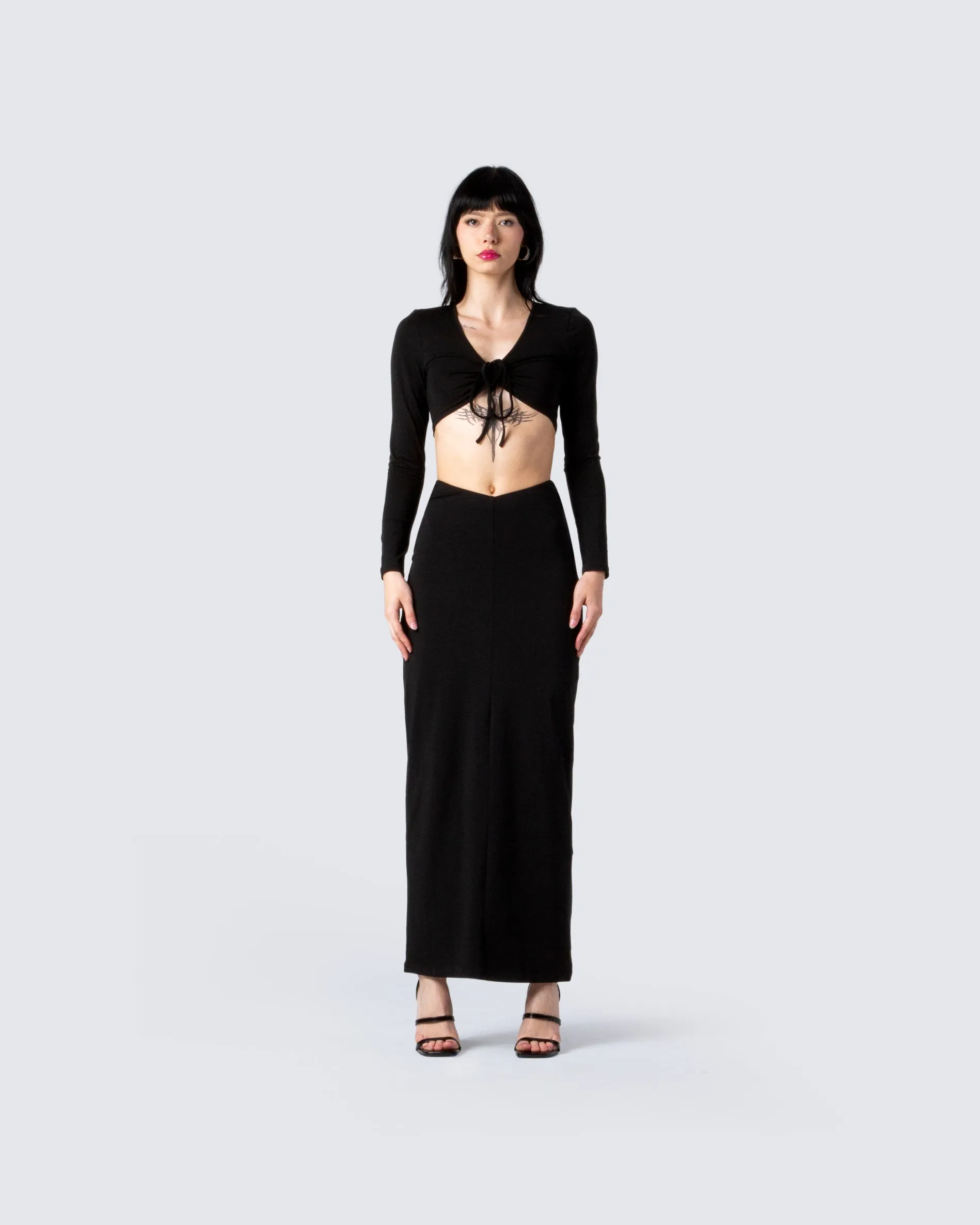 Nadia Black Top & Skirt Set sold by Finesse product image thumbnail 4