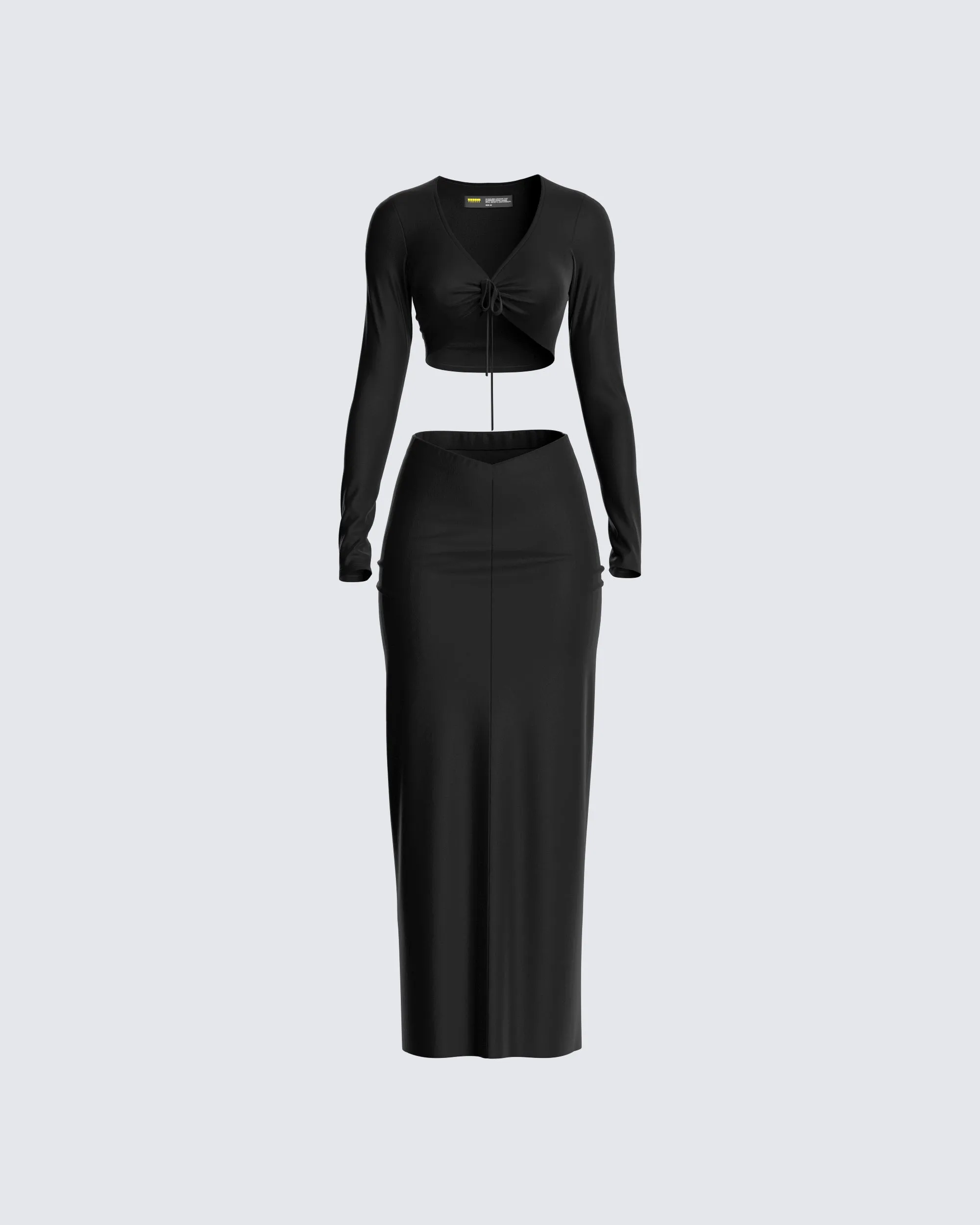 Nadia Black Top & Skirt Set sold by Finesse