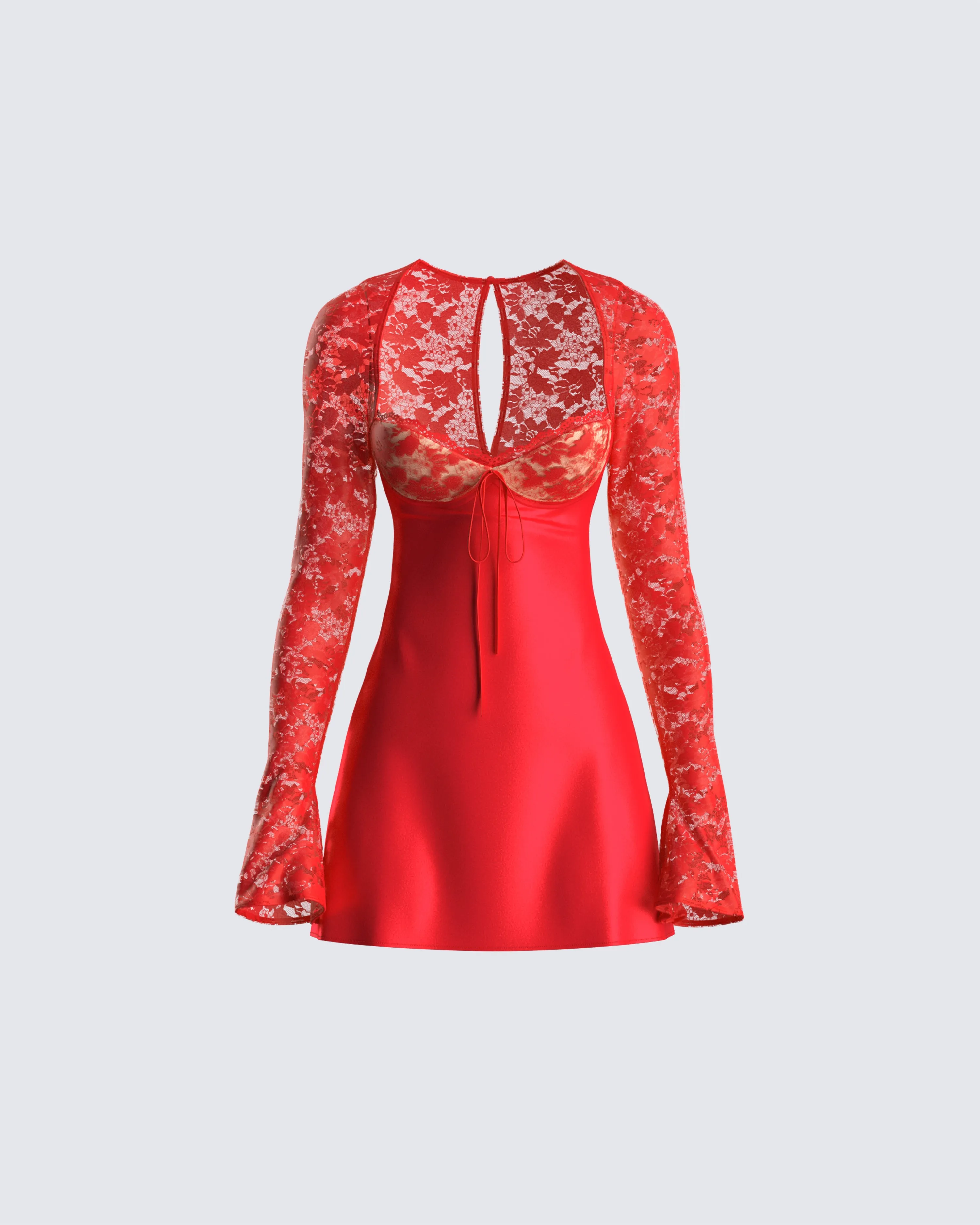 Willis Red Lace Mini Dress sold by Finesse