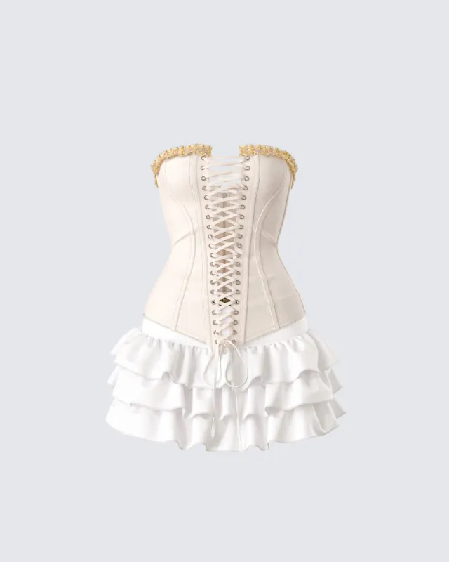 Tameka Ivory Ruffle Set sold by Finesse