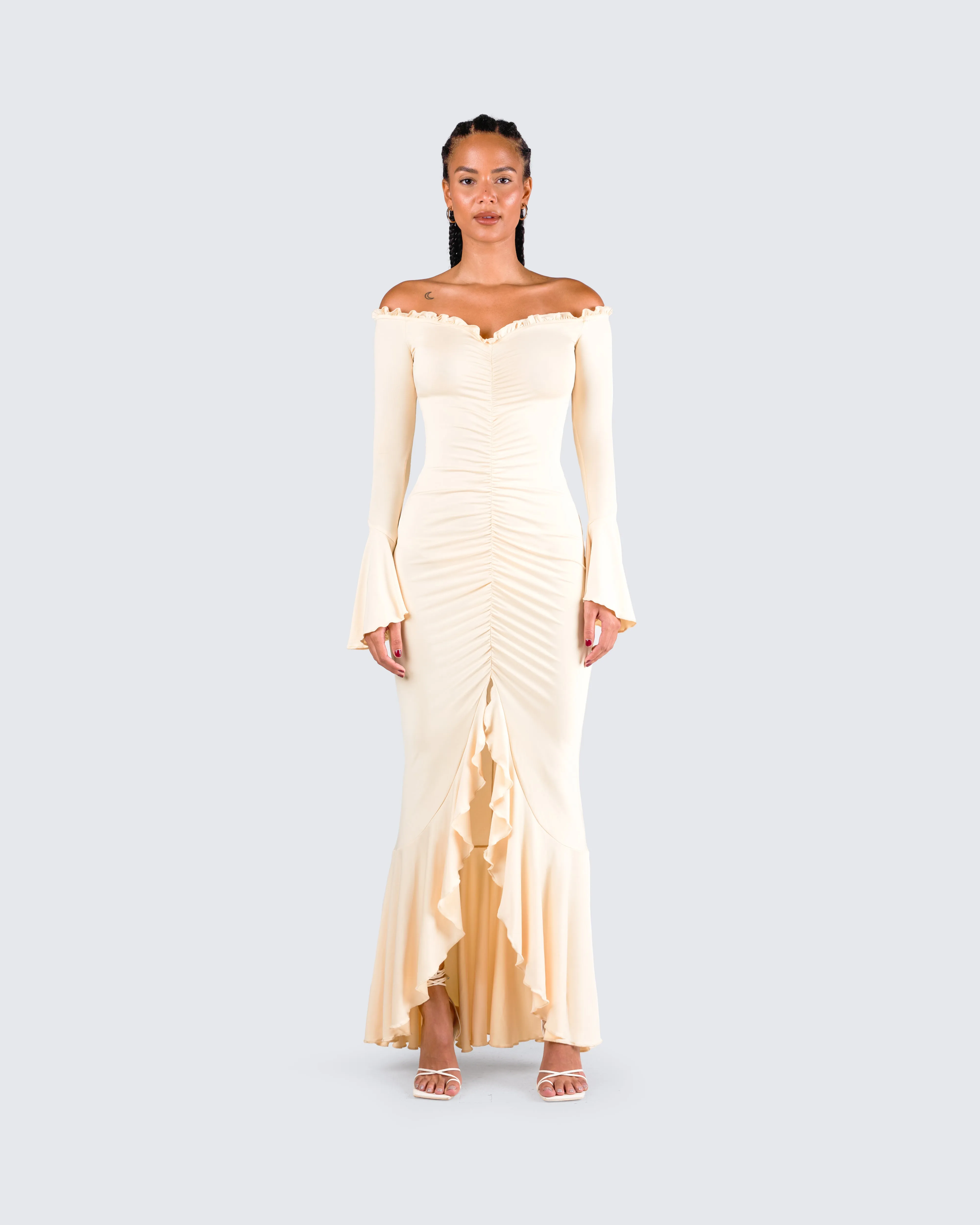 Rafella Yellow Off Shoulder Dress sold by Finesse product image thumbnail 4