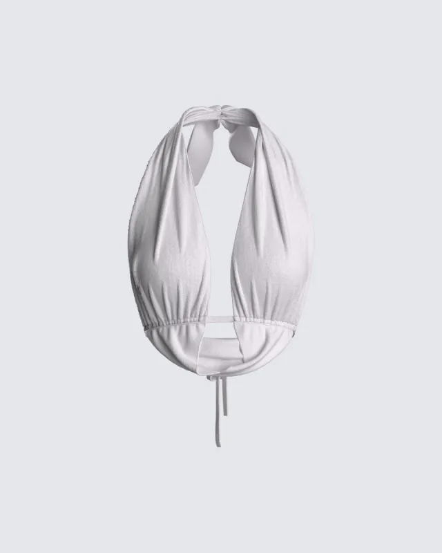 Lourdes Grey Jersey Halter Top sold by Finesse
