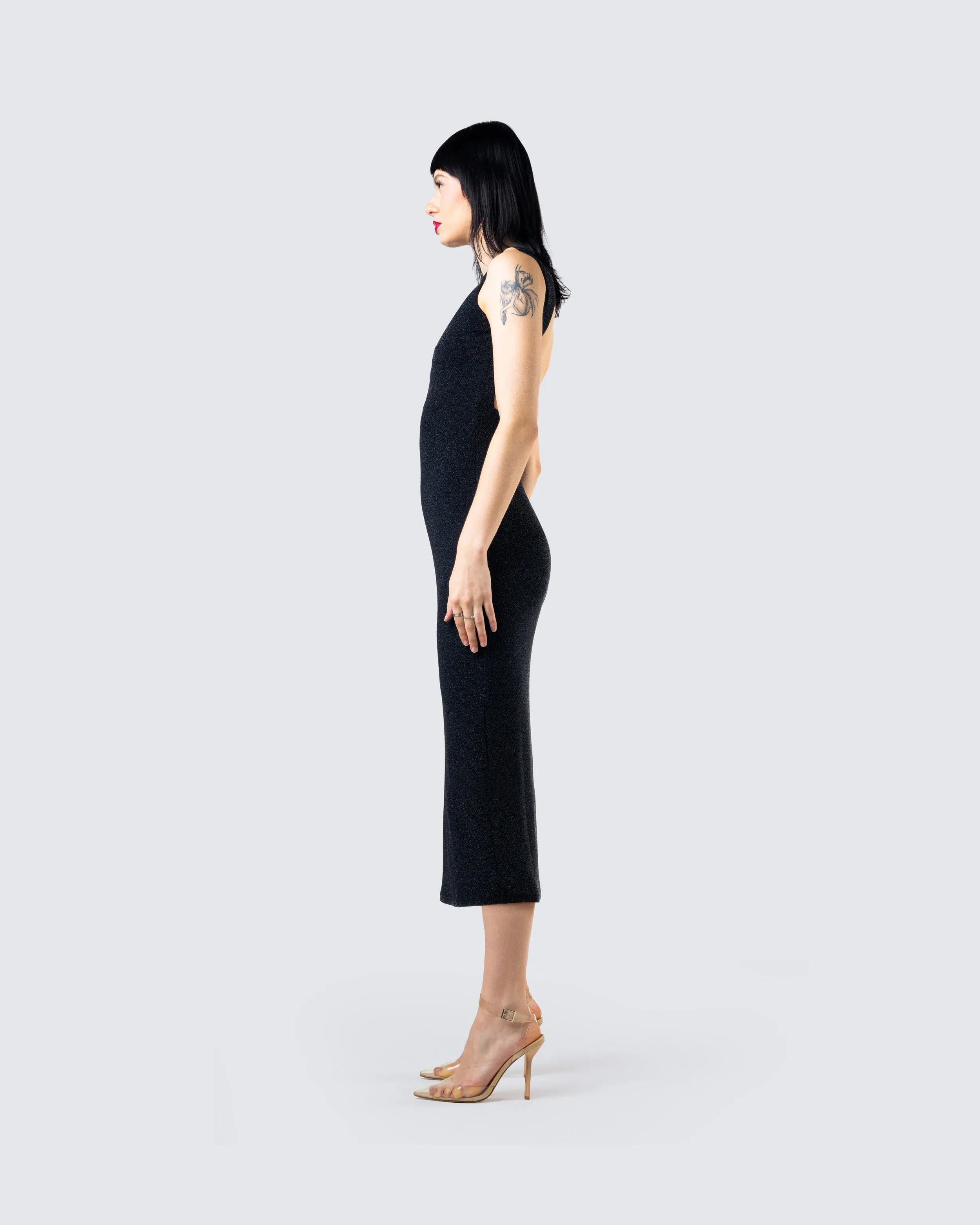Umbra Black Shimmer Midi Dress sold by Finesse product image thumbnail 5