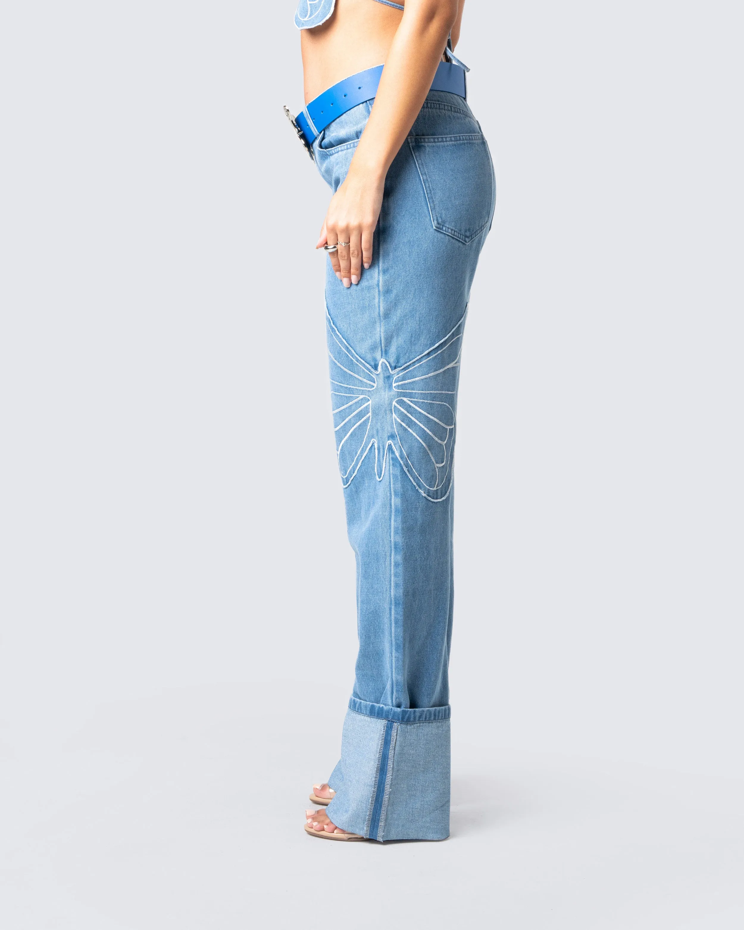 Suzie Blue Butterfly Denim Pant sold by Finesse product image thumbnail 5