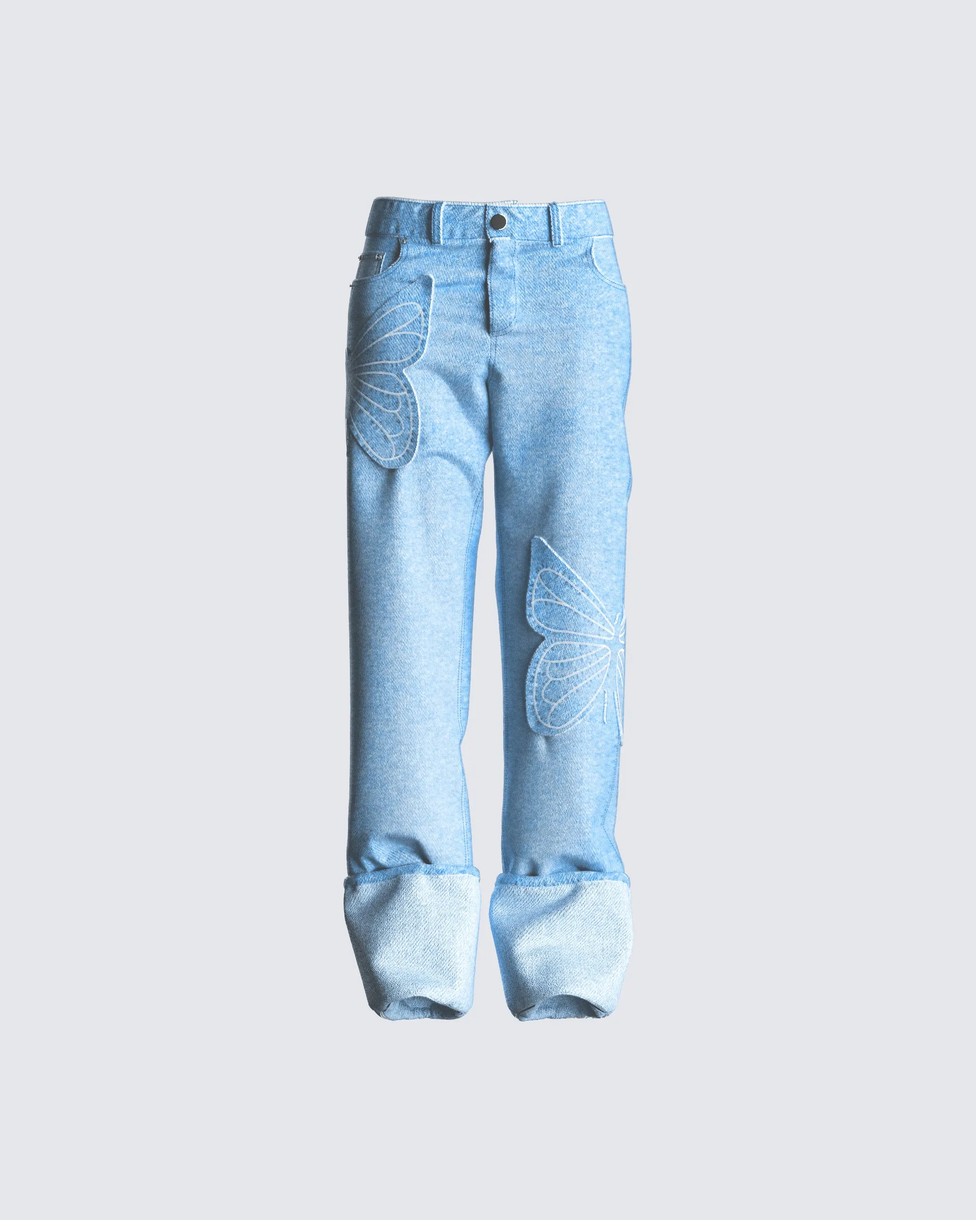 Suzie Blue Butterfly Denim Pant sold by Finesse