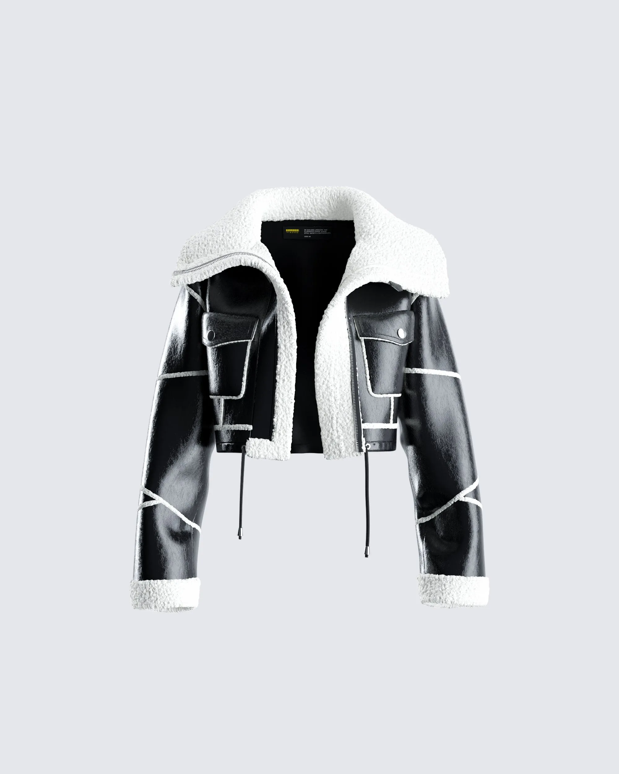 Coralie Black Sherpa Bonded Jacket sold by Finesse