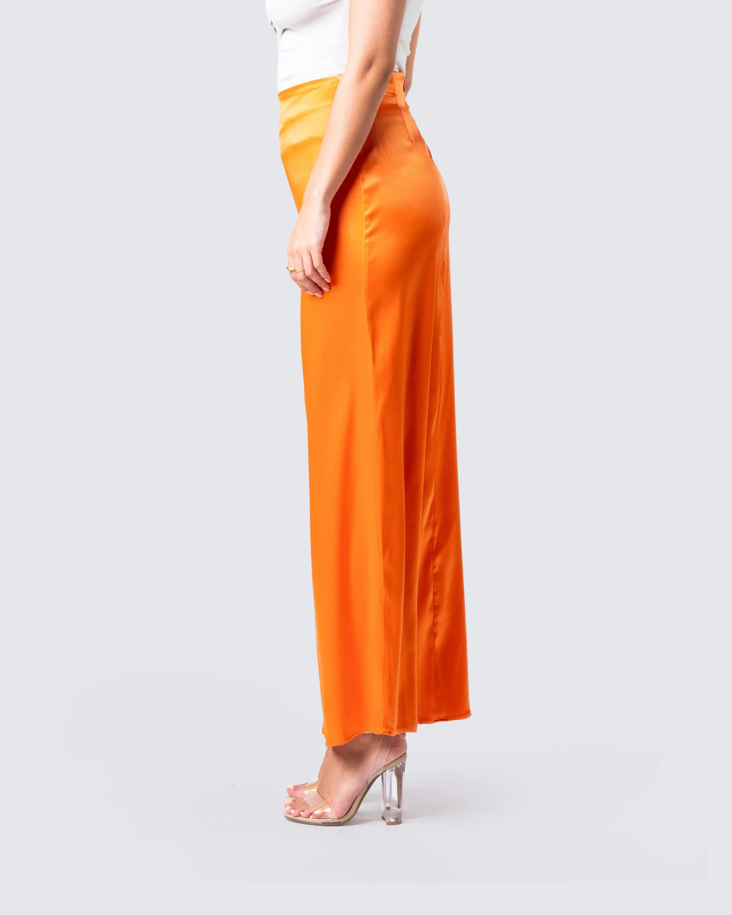 Odette Orange Satin Maxi Skirt sold by Finesse product image thumbnail 5