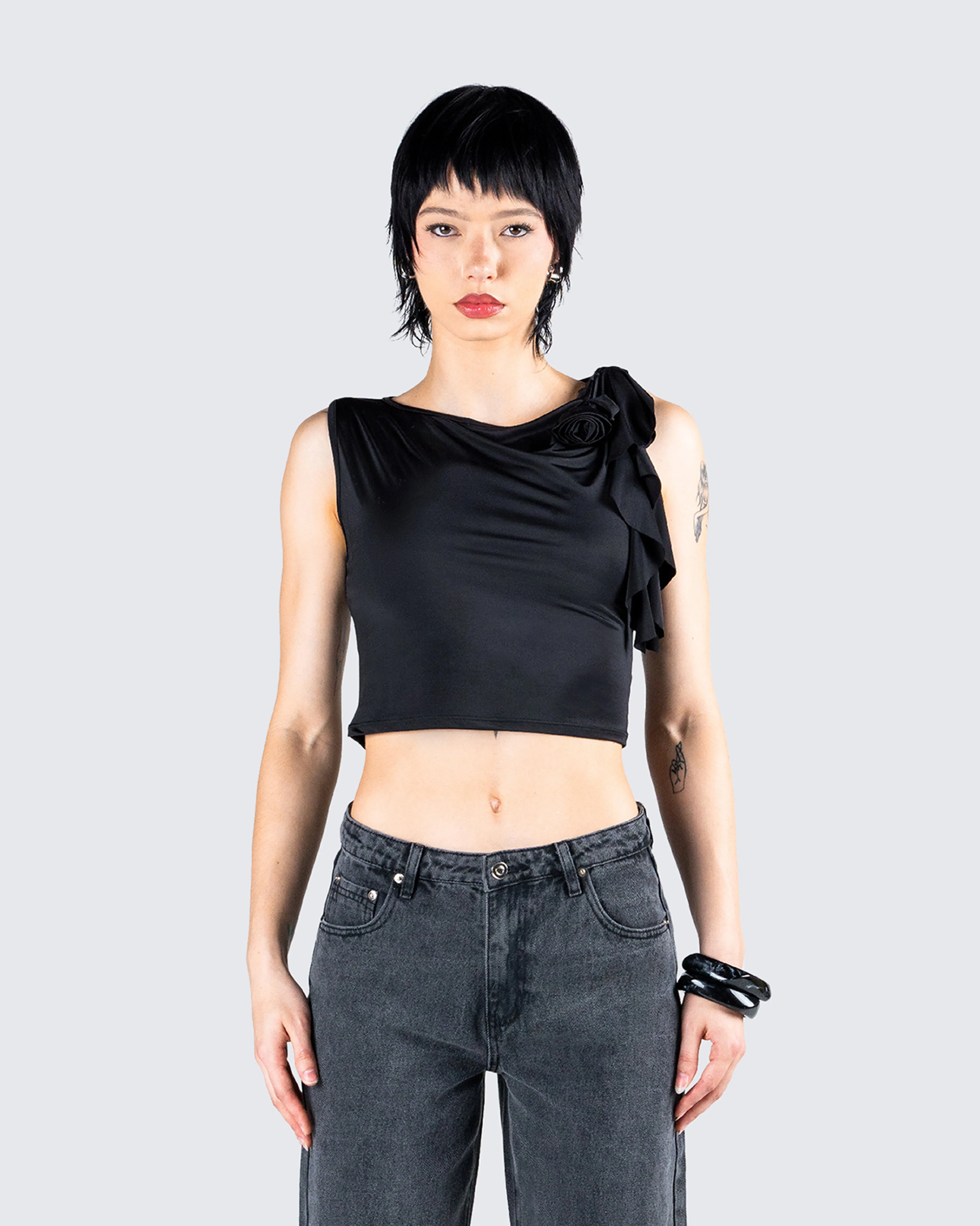 Veeti Black Jersey Crop Top sold by Finesse product image thumbnail 4