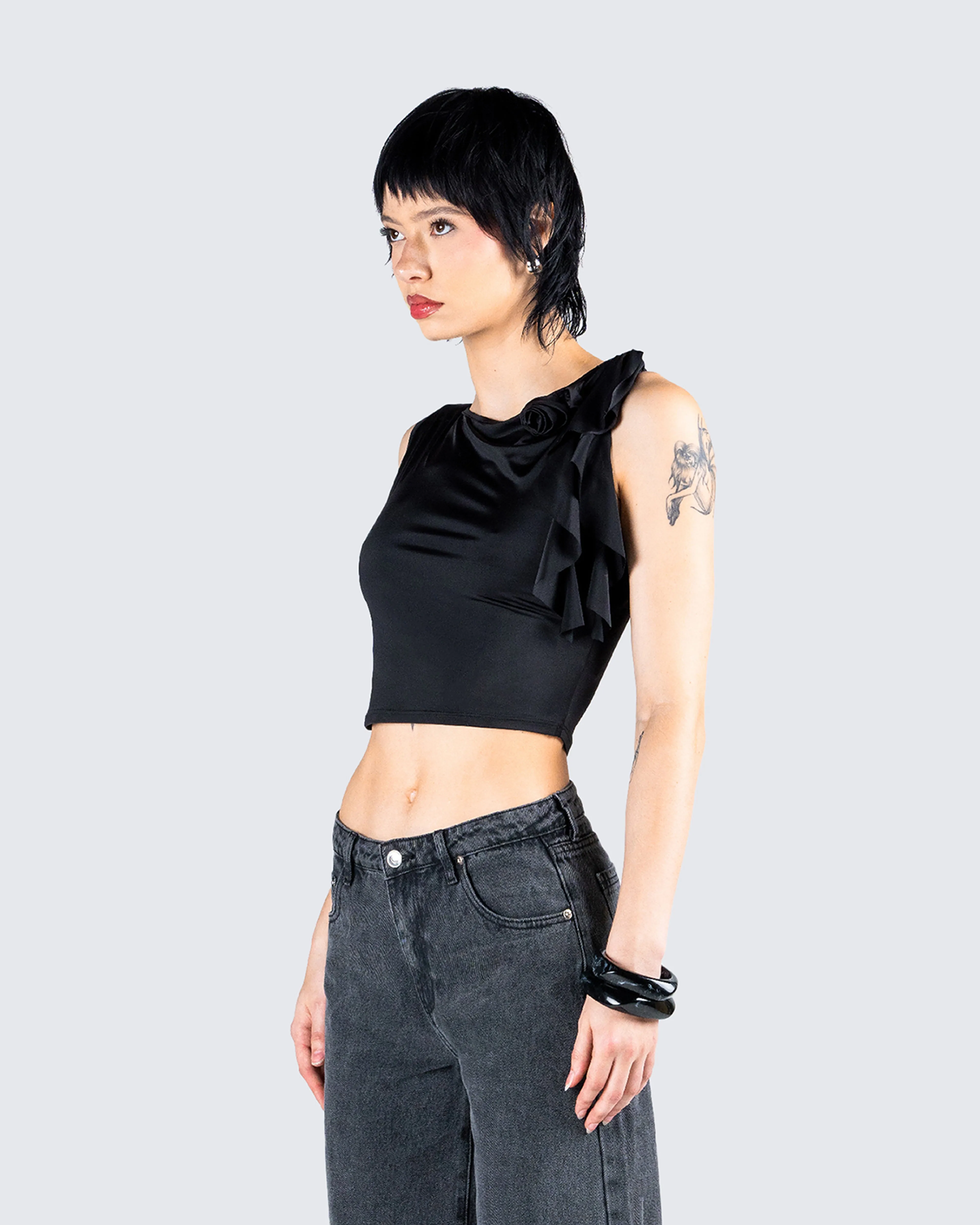 Veeti Black Jersey Crop Top sold by Finesse product image thumbnail 5