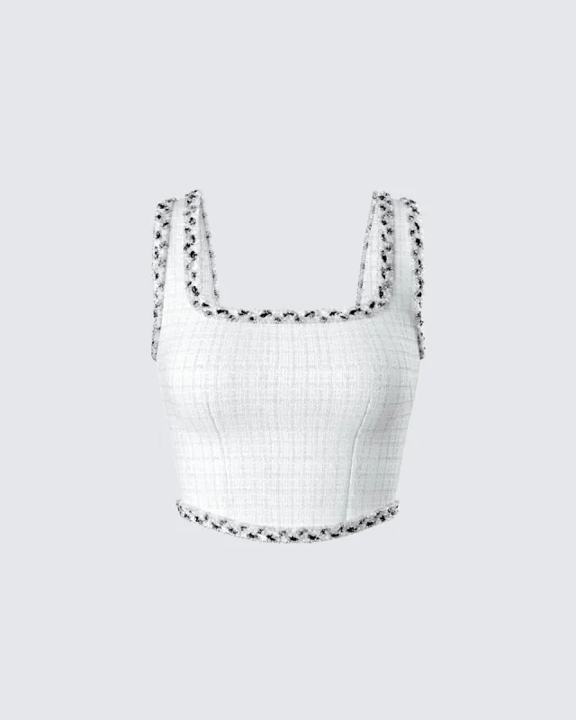 Anjali Ivory Tweed Bustier Top sold by Finesse