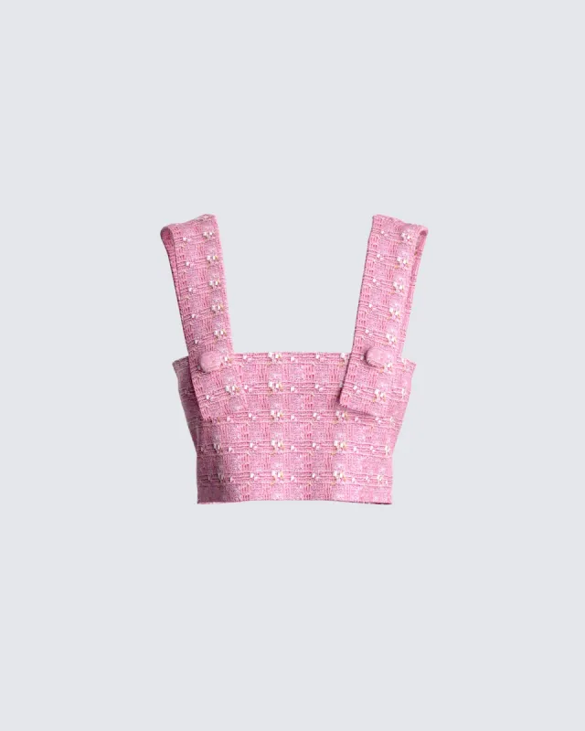 Zola Pink Tweed Crop Top sold by Finesse