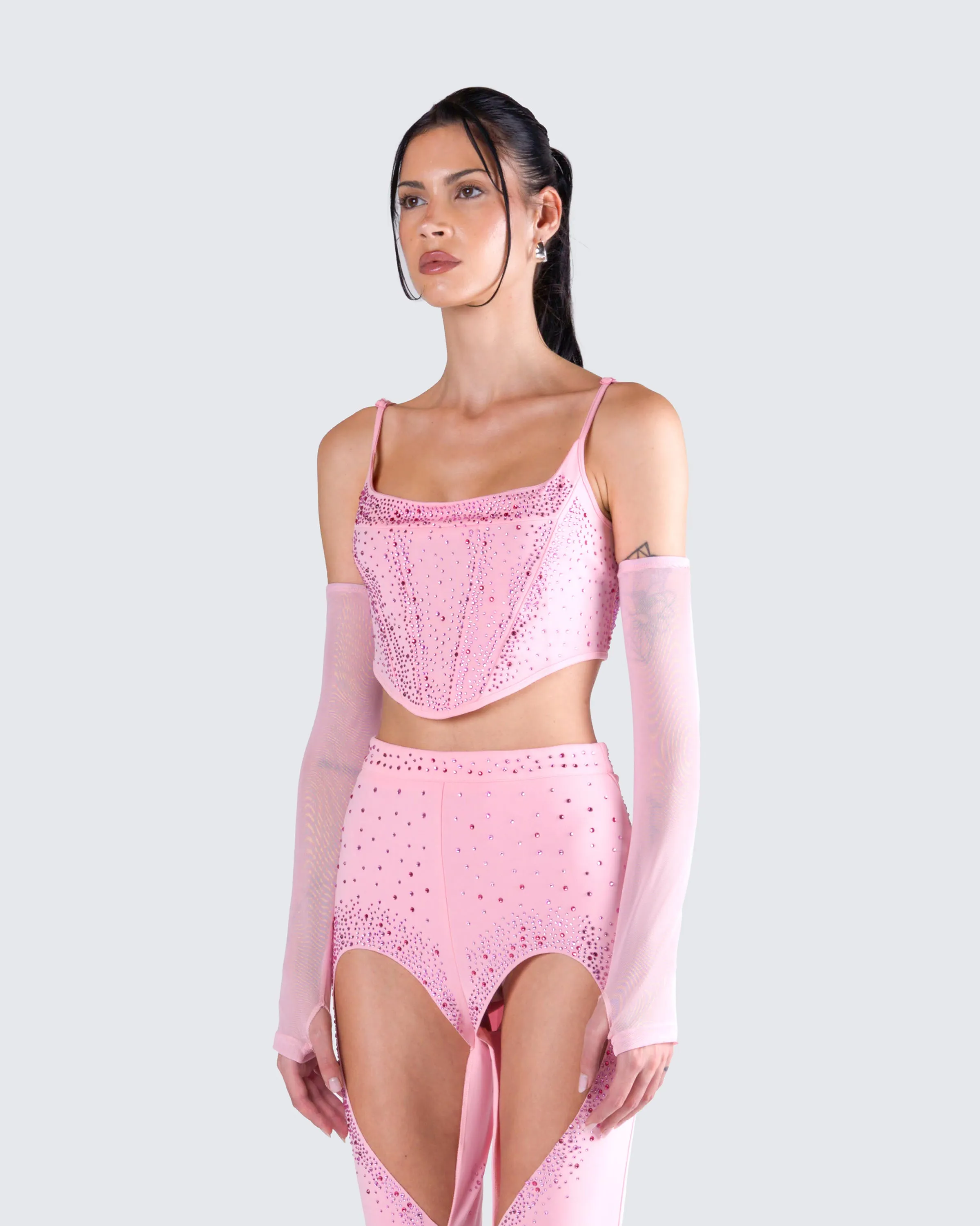 Delisa Pink Rhinestone Corset Top sold by Finesse product image thumbnail 5