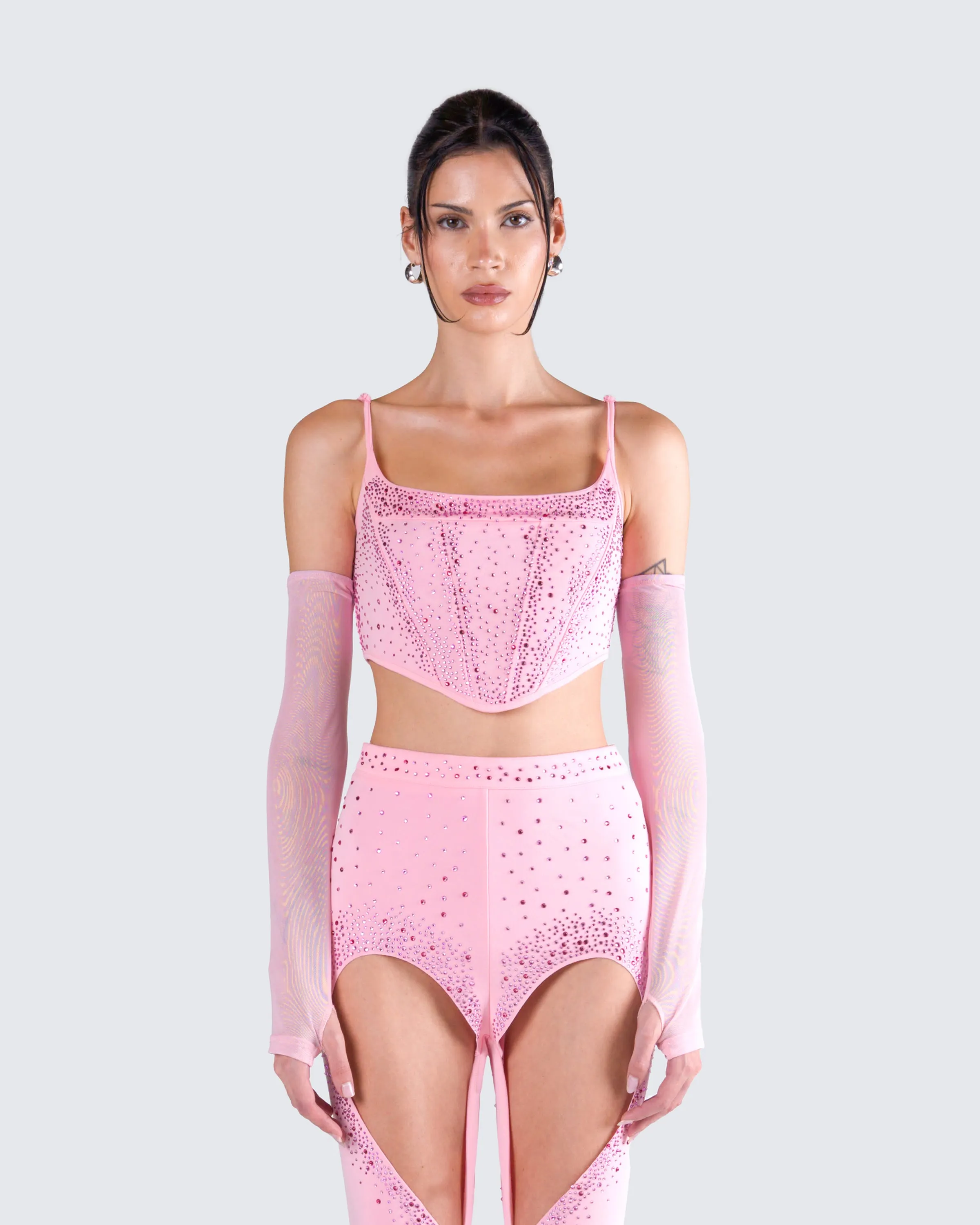 Delisa Pink Rhinestone Corset Top sold by Finesse product image thumbnail 4