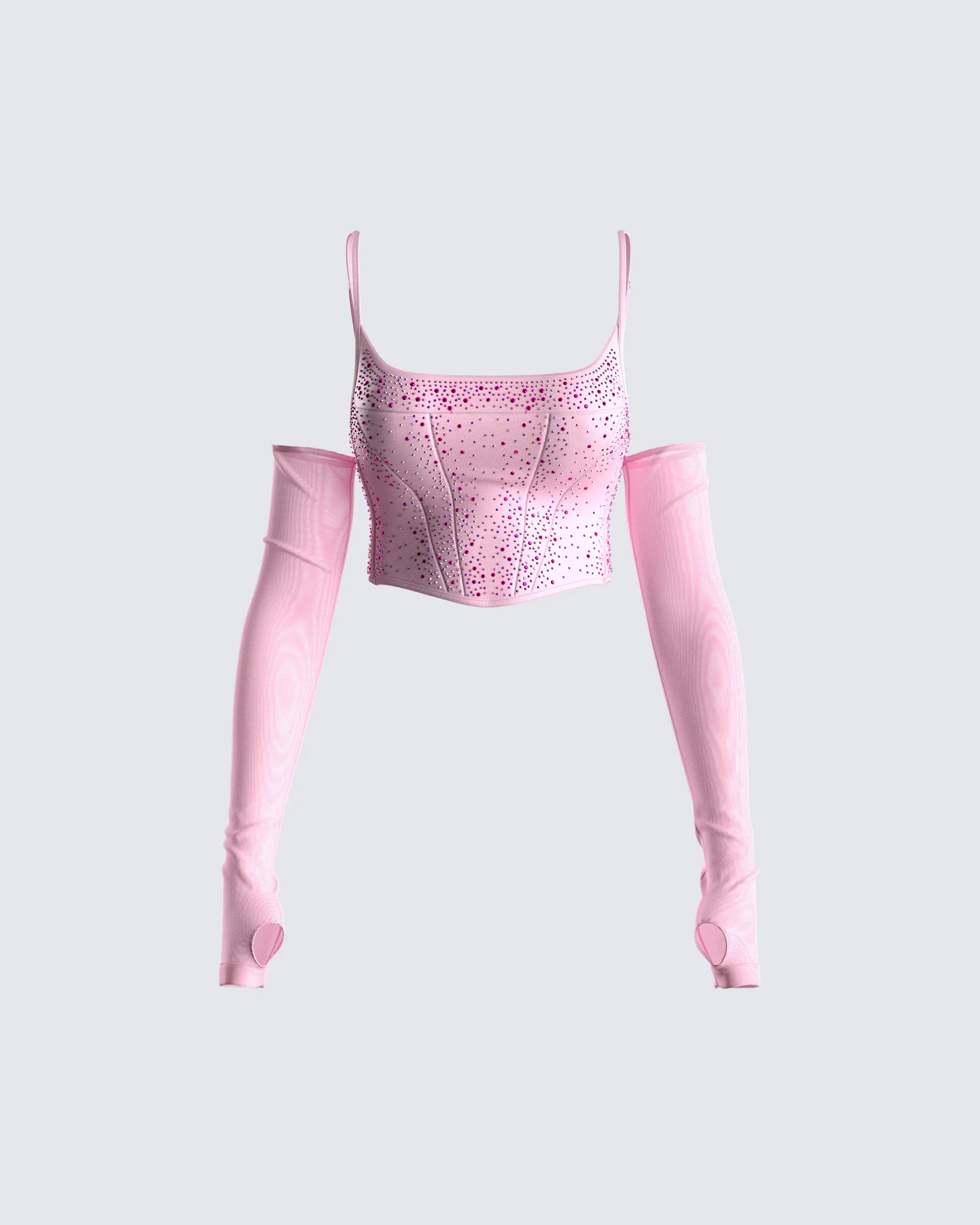 Delisa Pink Rhinestone Corset Top sold by Finesse