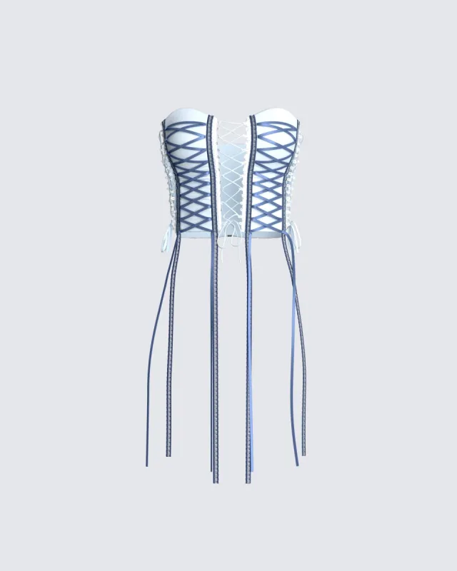 Rory Blue Corset Top sold by Finesse
