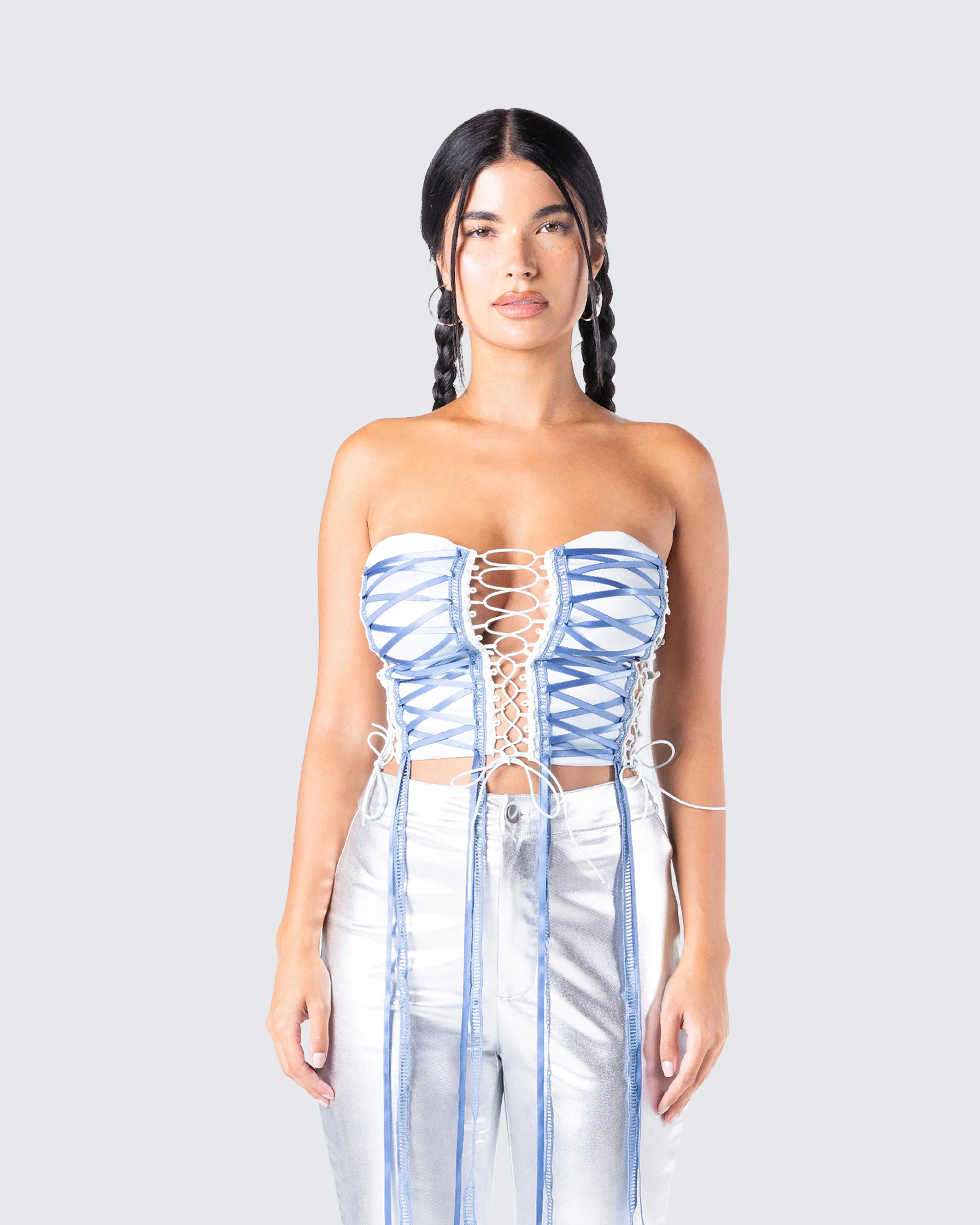 Rory Blue Corset Top sold by Finesse product image thumbnail 4