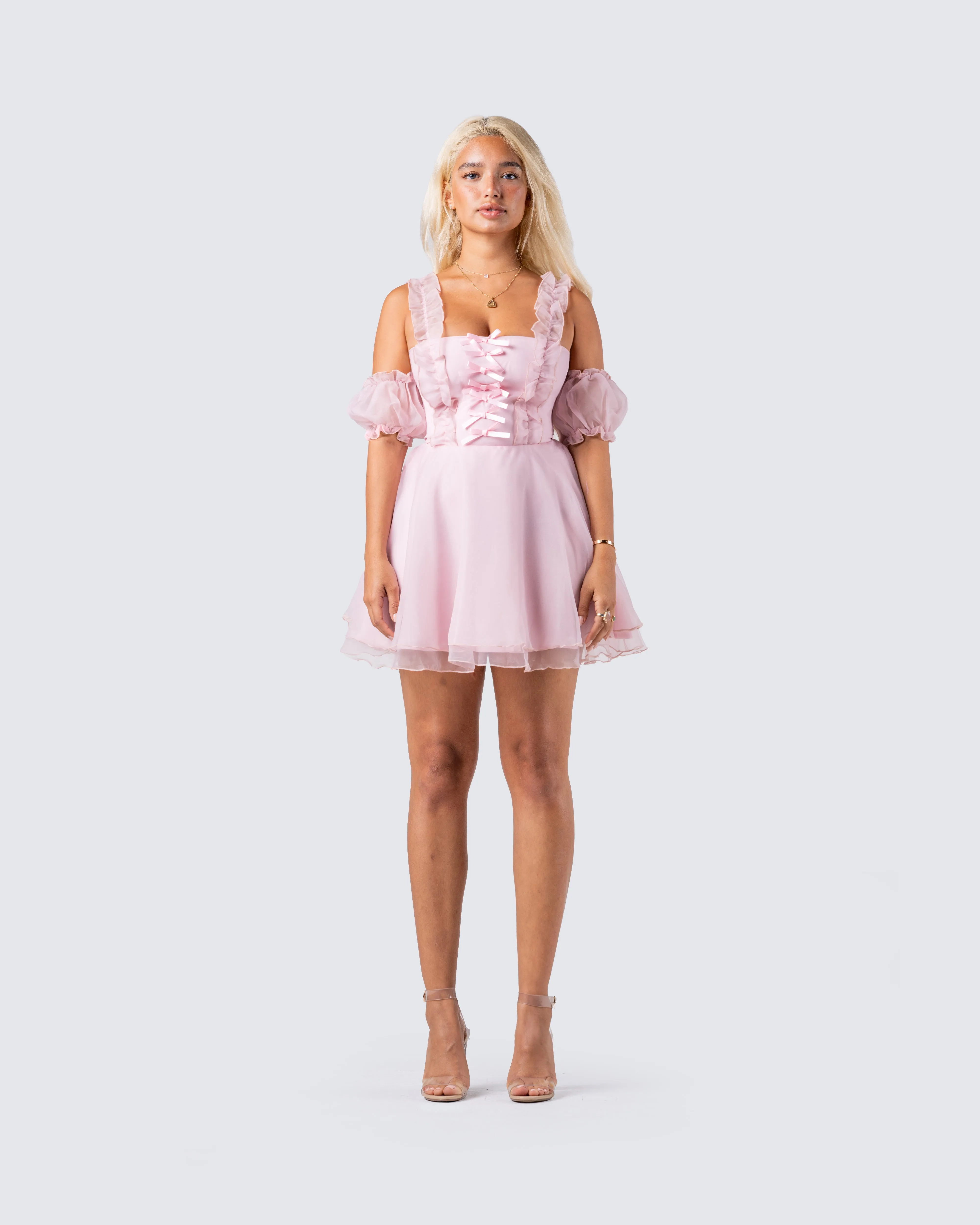 Nini Pink Organza Ruffle Dress sold by Finesse product image thumbnail 4