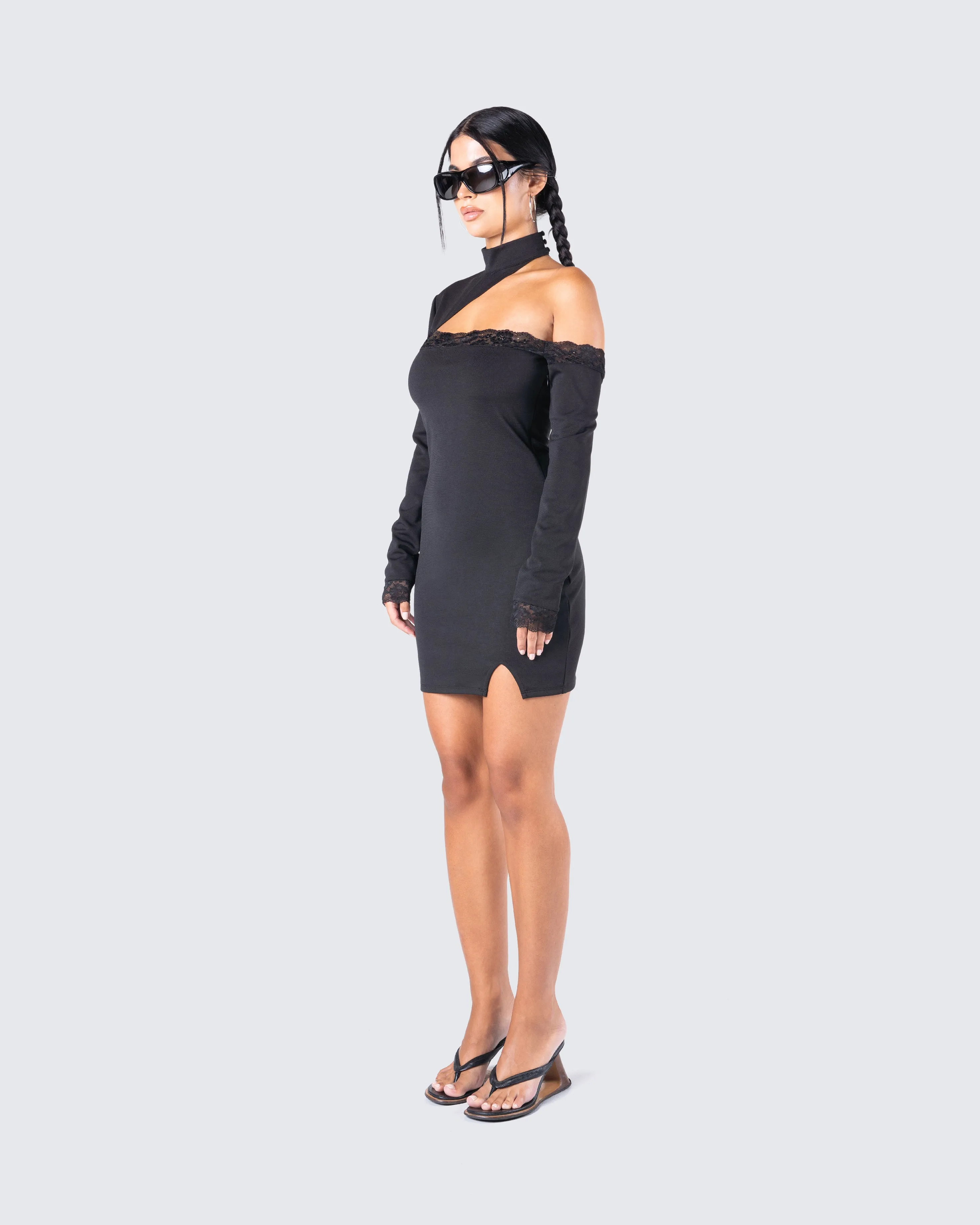 Isla Black Lace Trim Dress sold by Finesse product image thumbnail 5