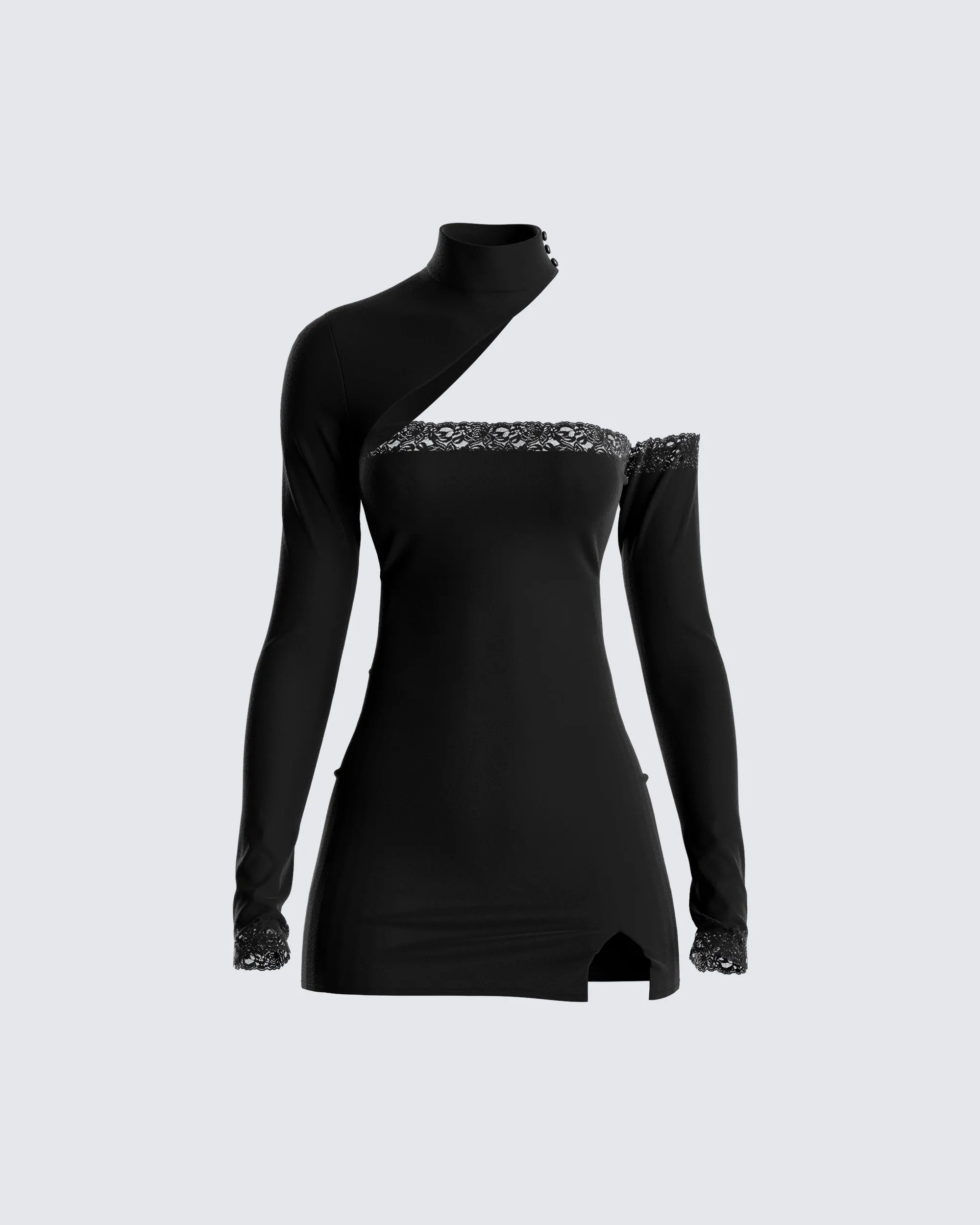 Isla Black Lace Trim Dress sold by Finesse