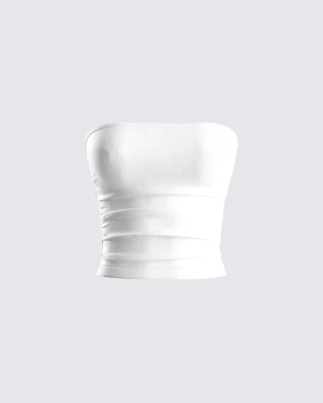 Aaliyah White Jersey Tube Top sold by Finesse