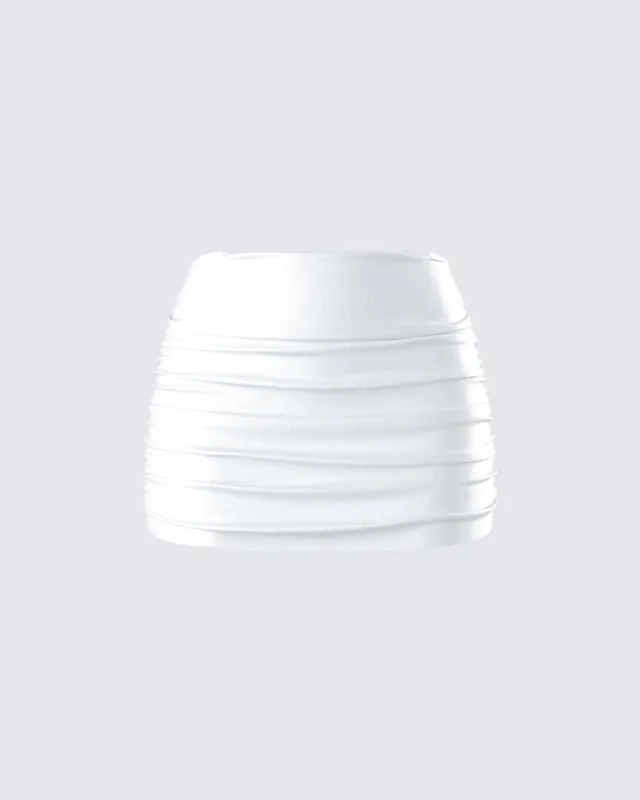 Rivi White Satin Micro Mini Skirt sold by Finesse