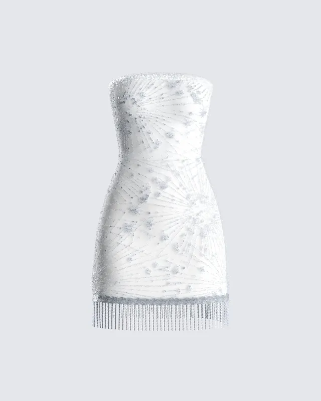 Jocelyn White Sequin Mini Dress sold by Finesse