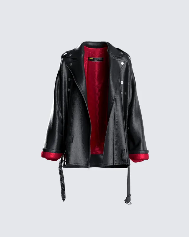 Tarja Black Vegan Leather Jacket sold by Finesse