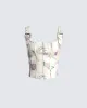 Winona Flower Print Corset Top sold by Finesse
