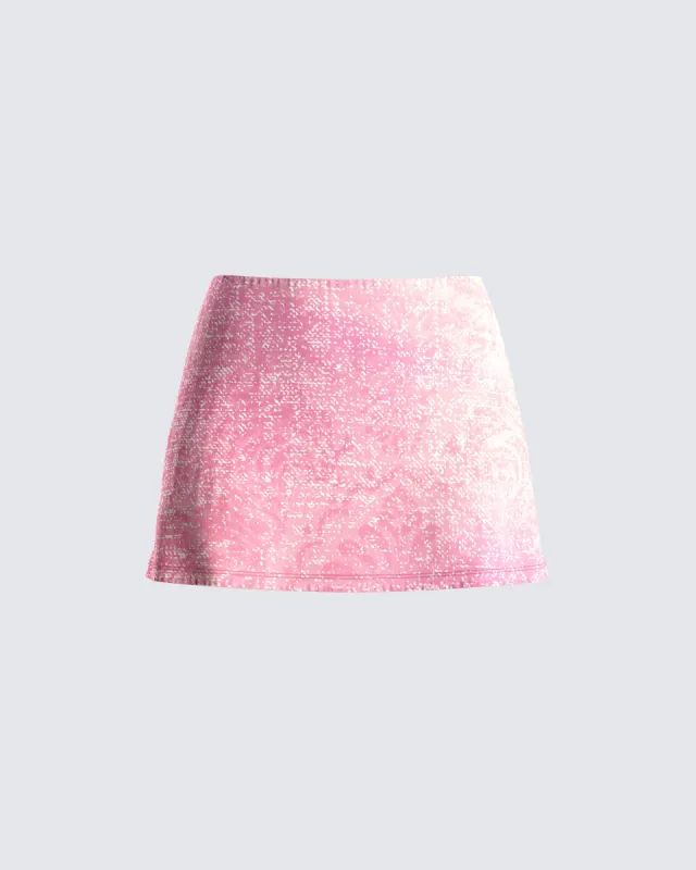 Evie Pink Pixel Print Mini Skirt sold by Finesse
