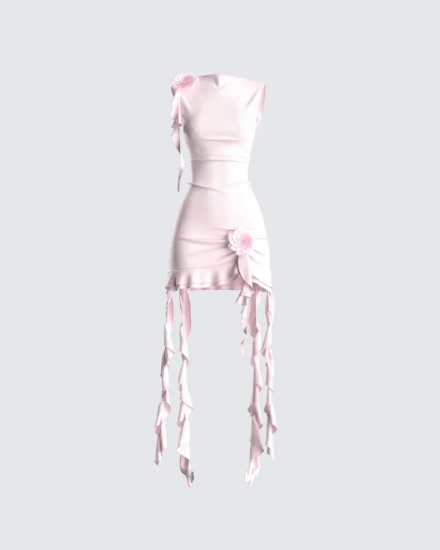 Tiana Pink Ruffle Rosette Dress sold by Finesse