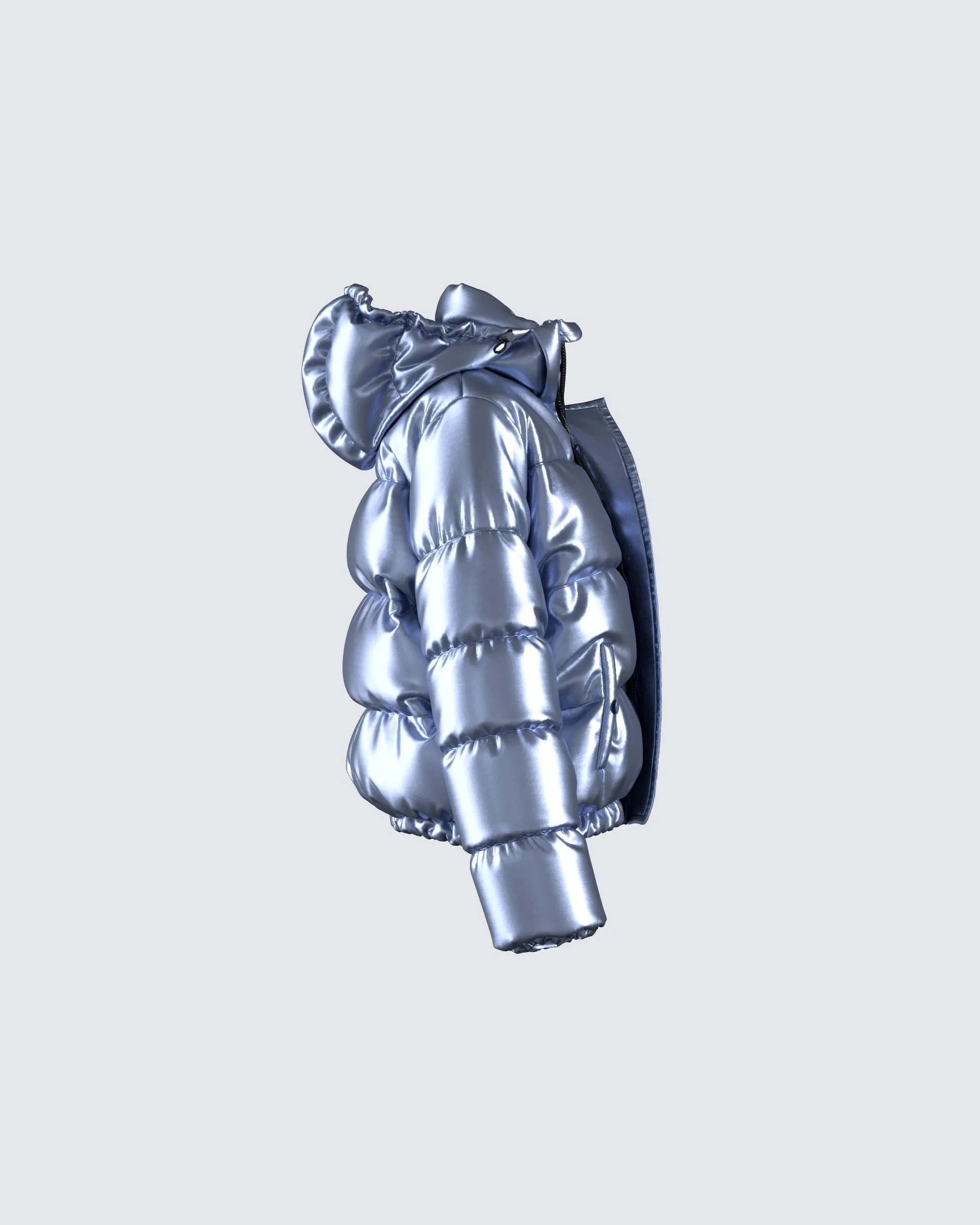 Azalea Blue Metallic Puffer Jacket sold by Finesse product image thumbnail 2