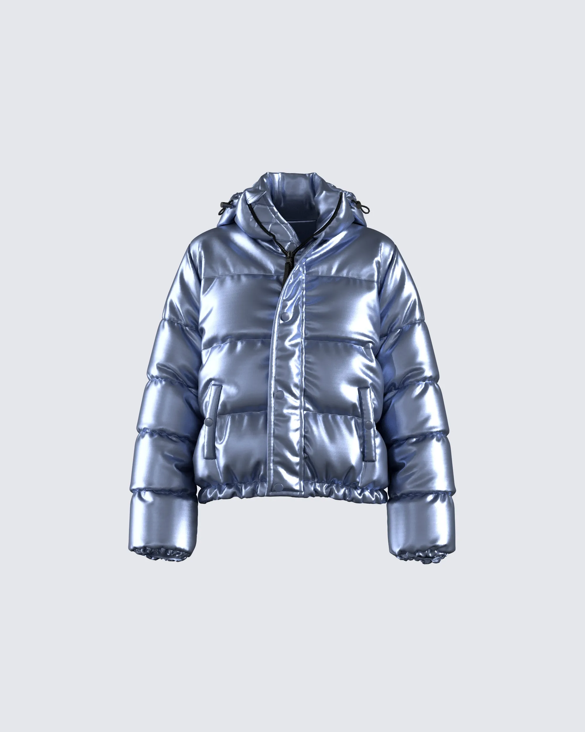 Azalea Blue Metallic Puffer Jacket sold by Finesse