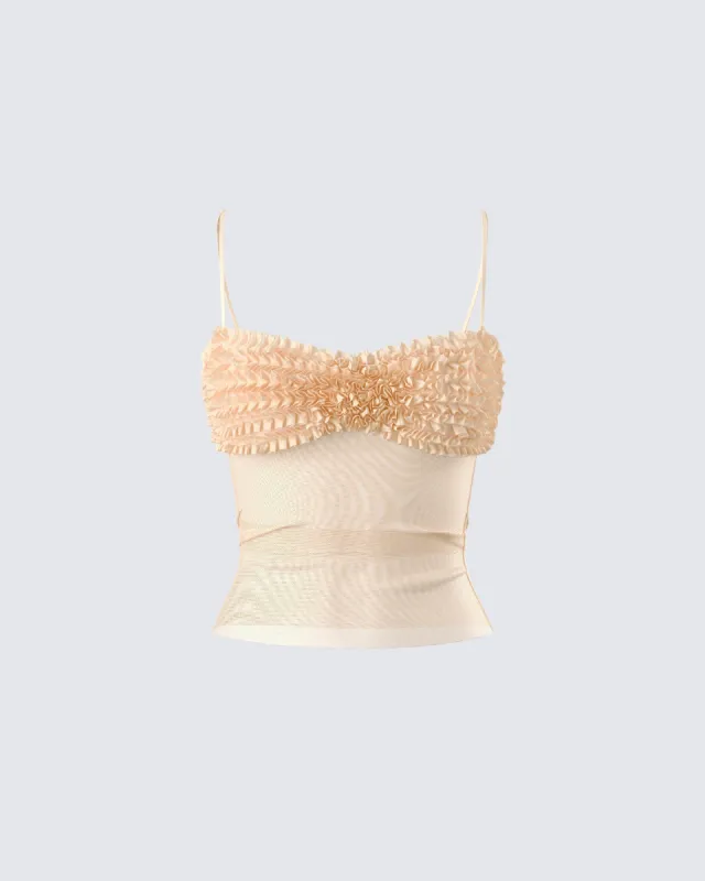 Ryla Ivory Ruffle Cami Top sold by Finesse