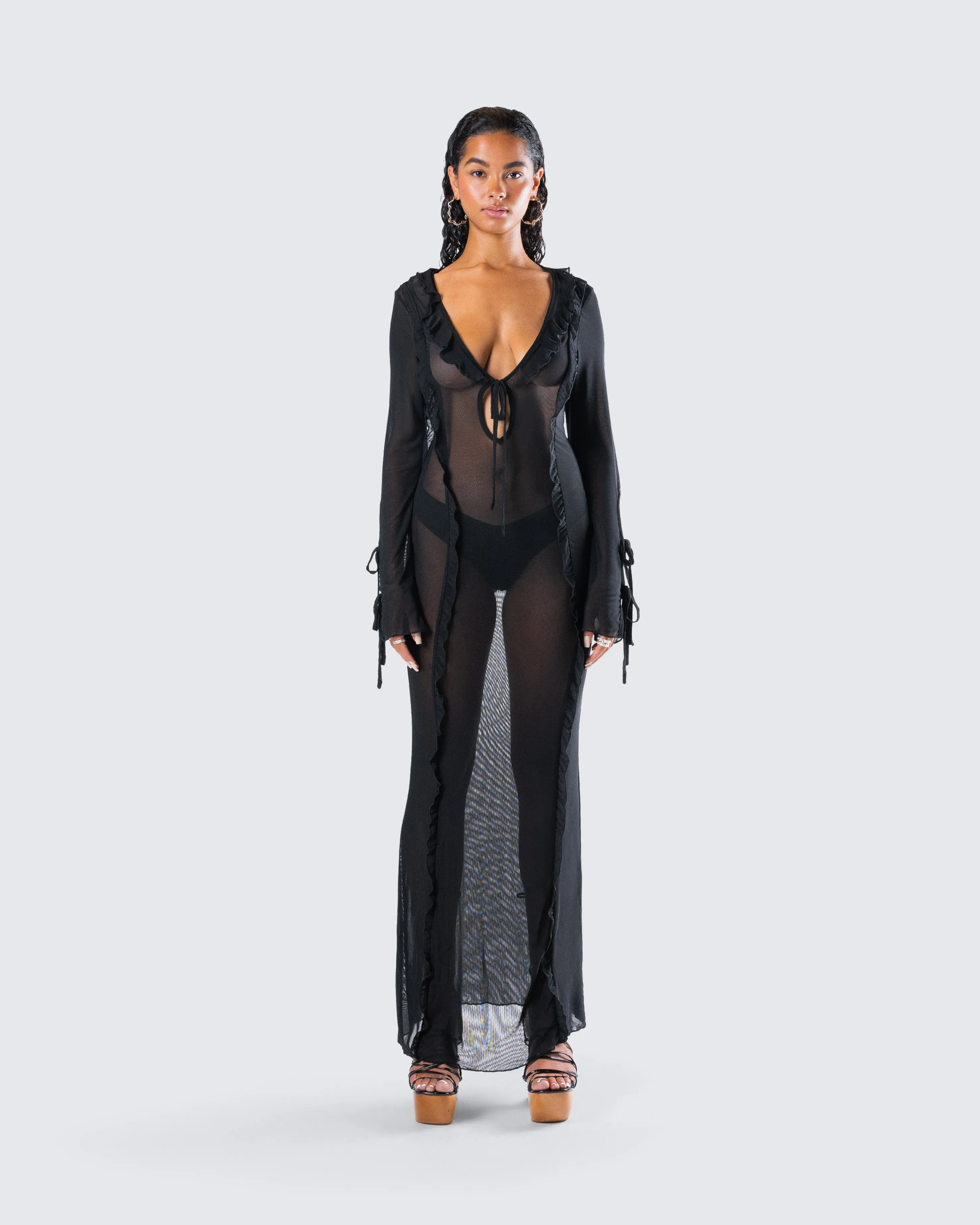 Florence Black Mesh Maxi Dress sold by Finesse product image thumbnail 4