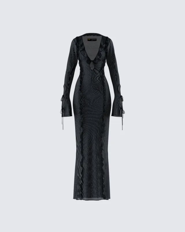 Florence Black Mesh Maxi Dress sold by Finesse