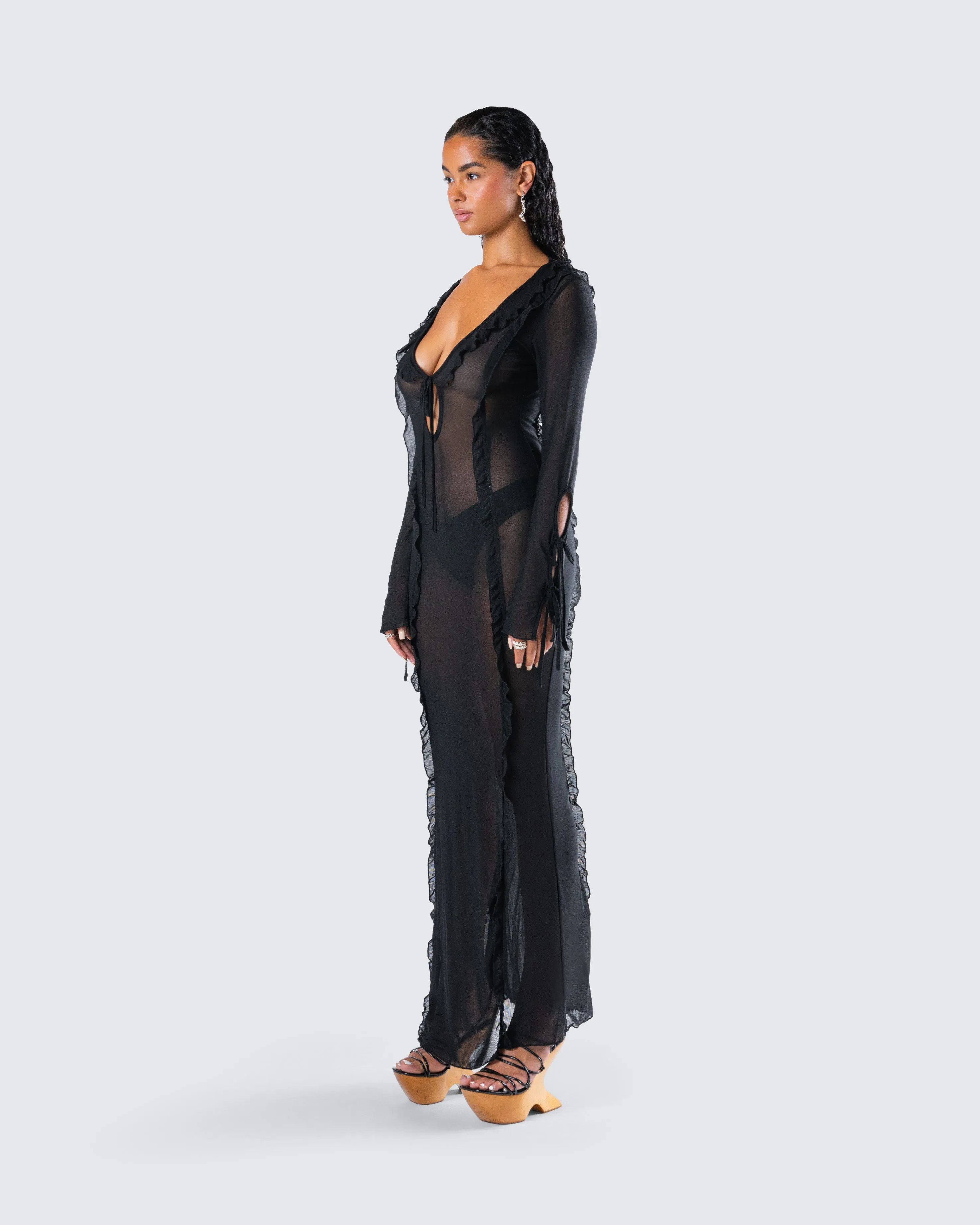 Florence Black Mesh Maxi Dress sold by Finesse product image thumbnail 5